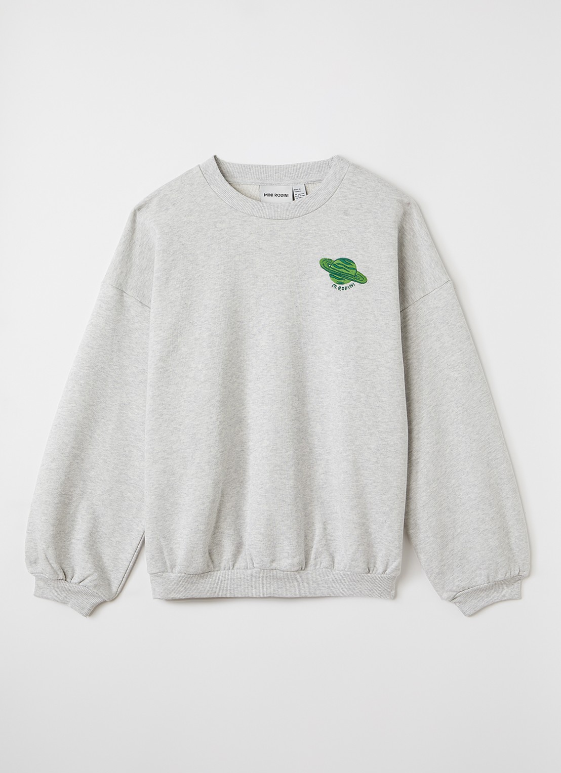 Mini Rodini Planet sweater met logo - voorkant 2 grijsmele