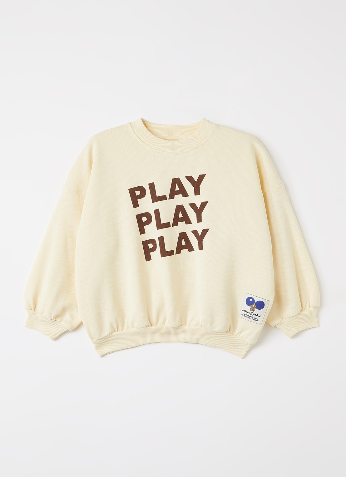 Mini Rodini Play sweater met print - voorkant lichtgeel