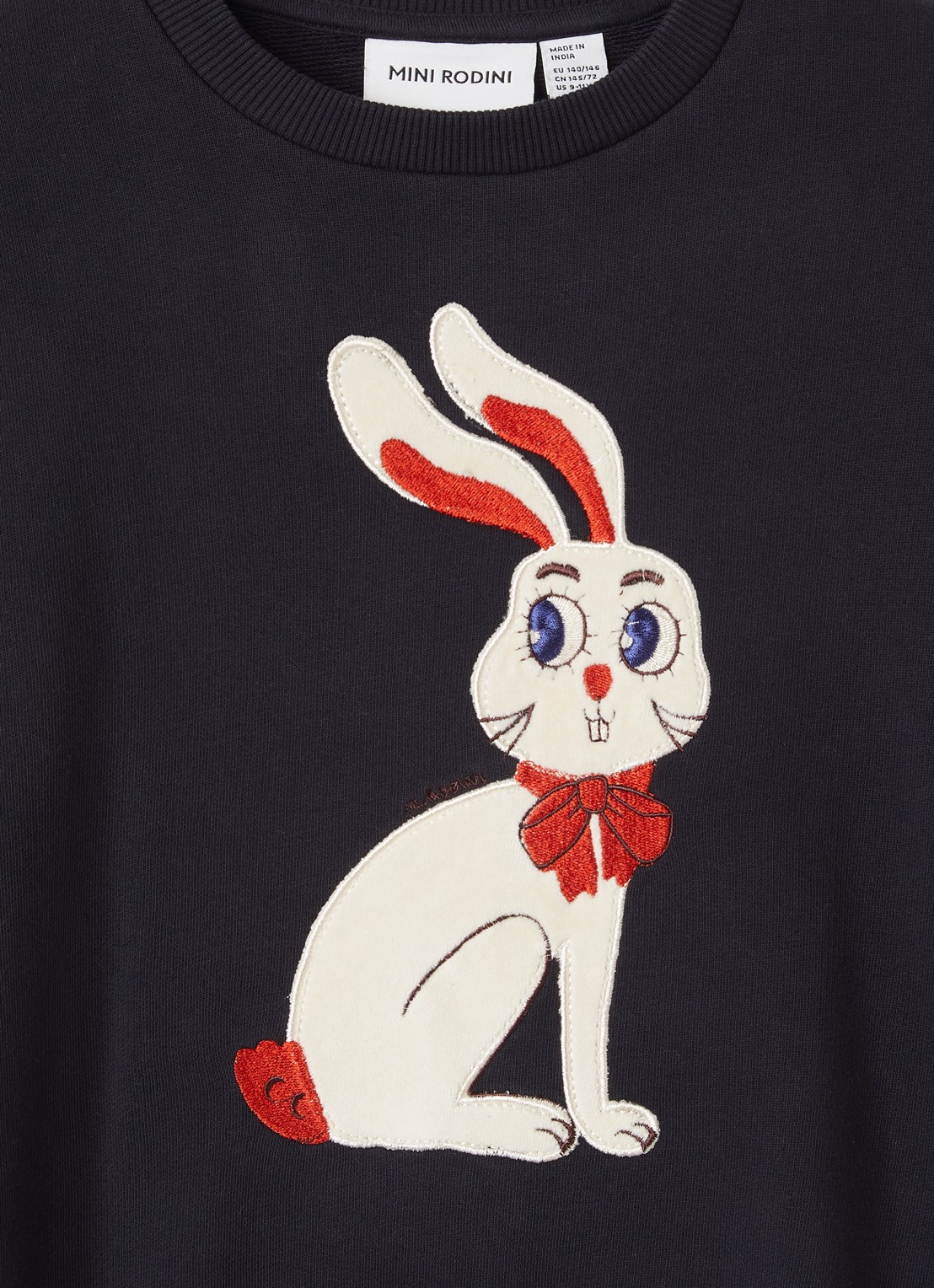 Mini Rodini Rabbit Application sweater met applicatie - detail 3 zwart
