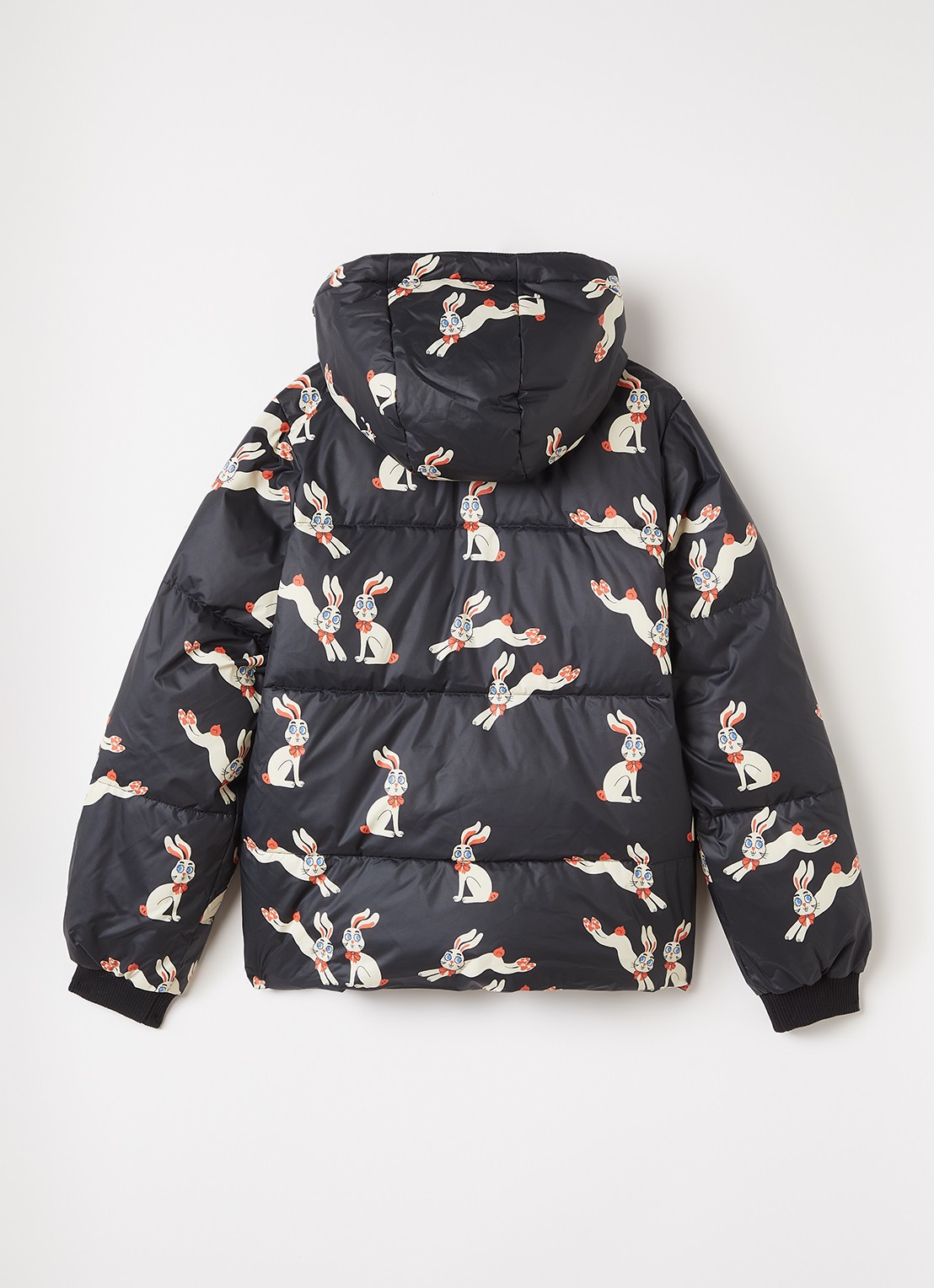 Mini Rodini Rabbits puffer jack met print - achterkant zwart