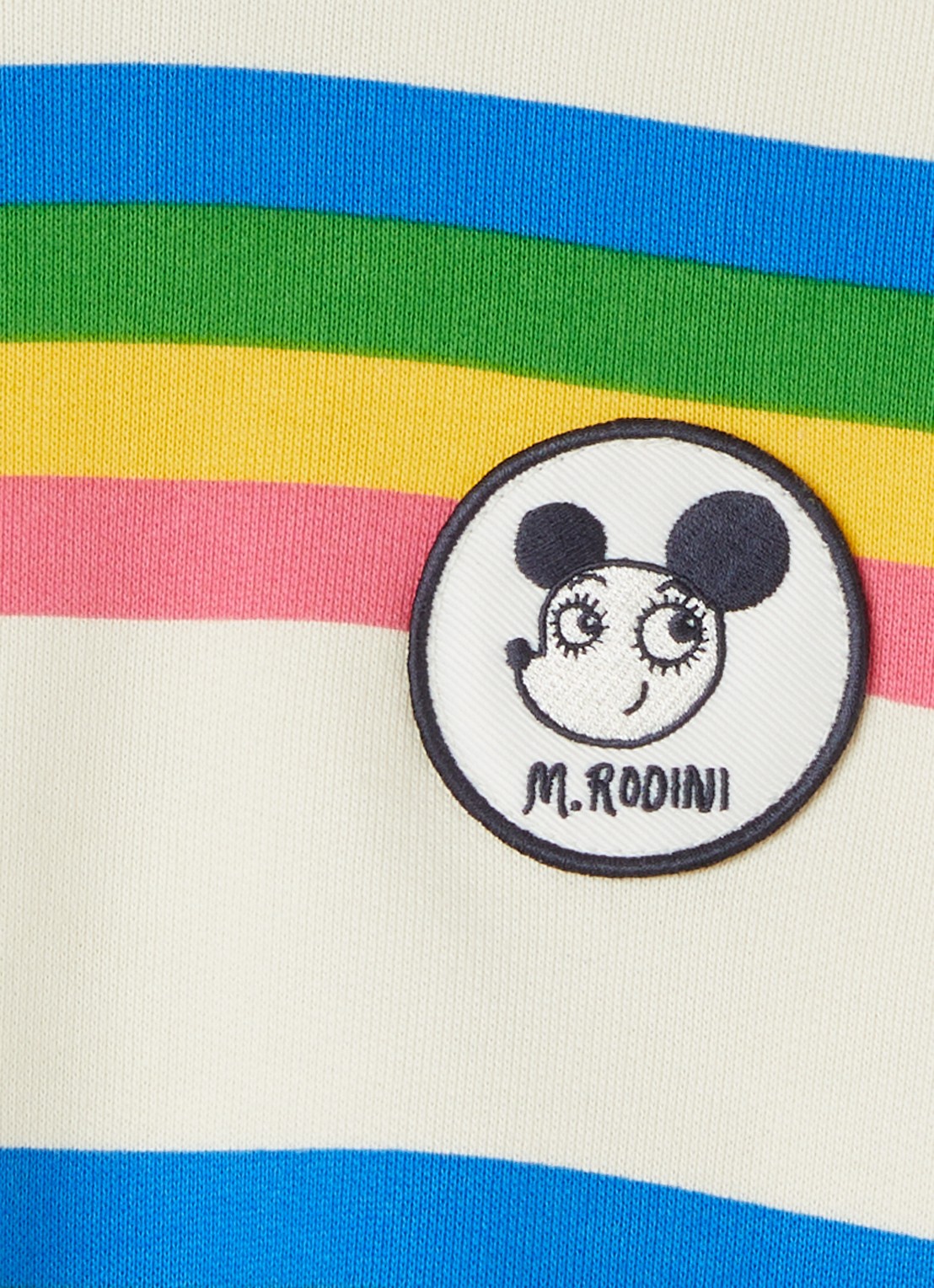 Mini Rodini Ritsratz sweater met streepprint  - detail creme