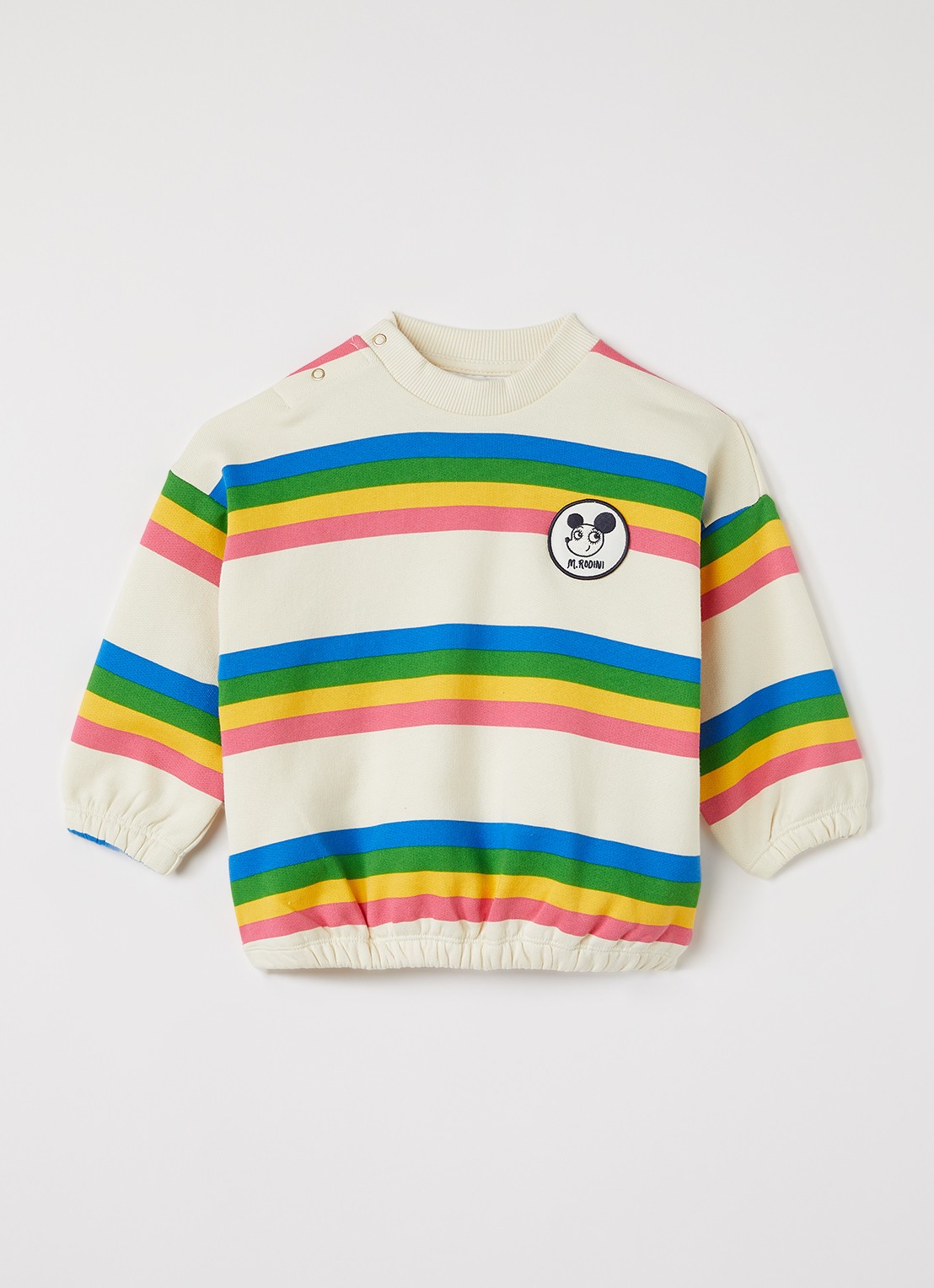 Mini Rodini Ritsratz sweater met streepprint  - voorkant 3 creme