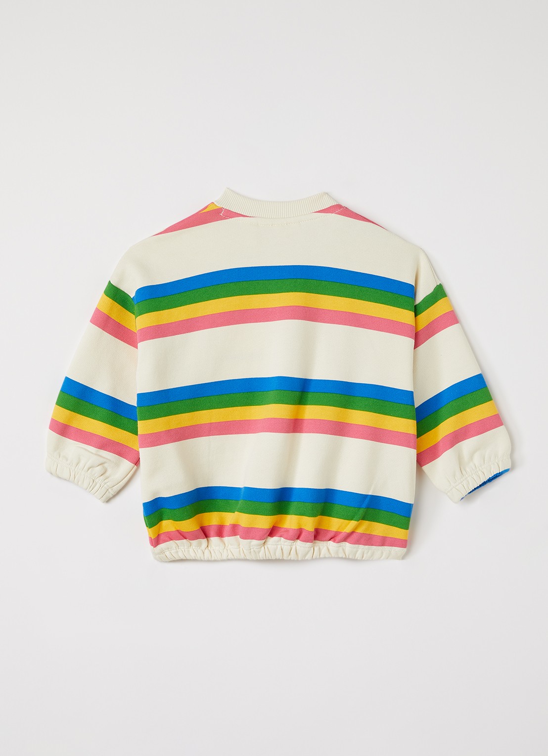 Mini Rodini Ritsratz sweater met streepprint  - voorkant 4 creme