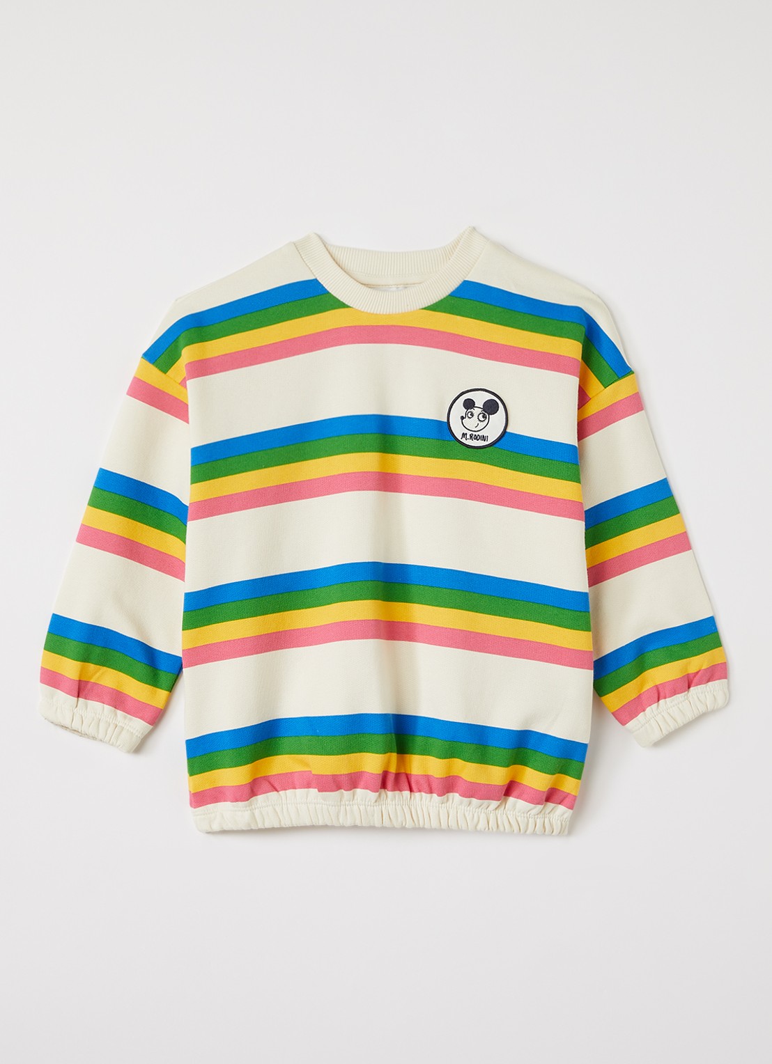 Mini Rodini Ritsratz sweater met streepprint  - voorkant 5 creme