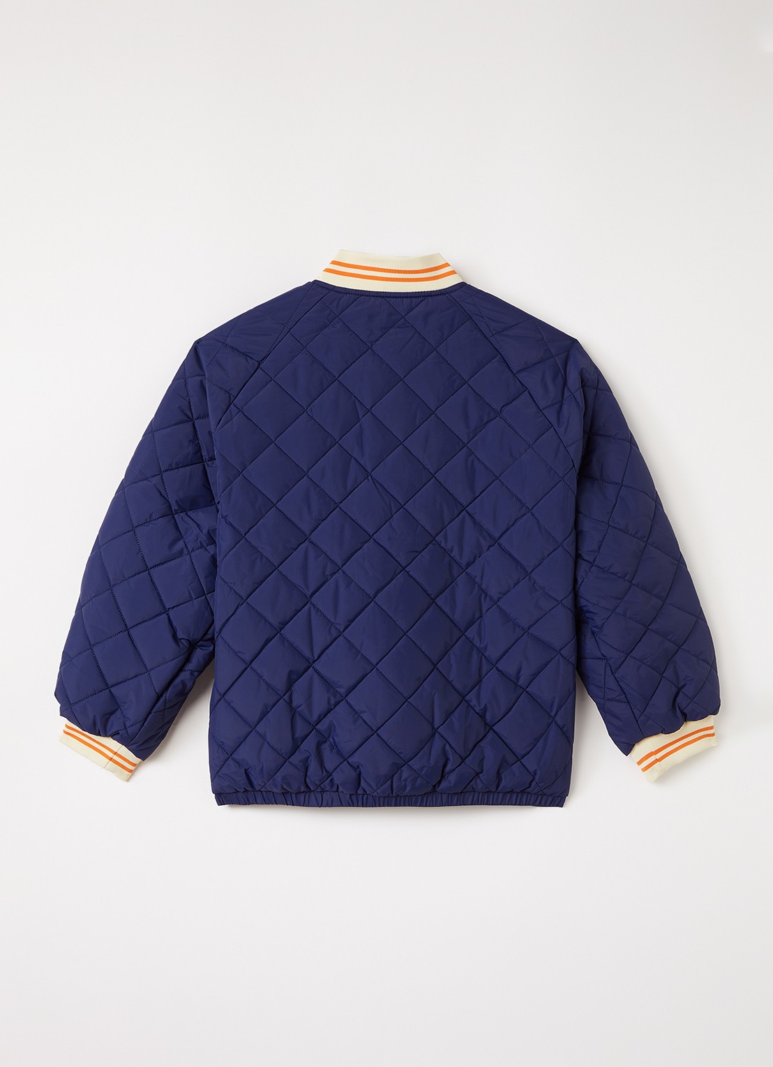 Mini Rodini Ritzrats gewatteerd jack met quilt patroon - achterkant blauw