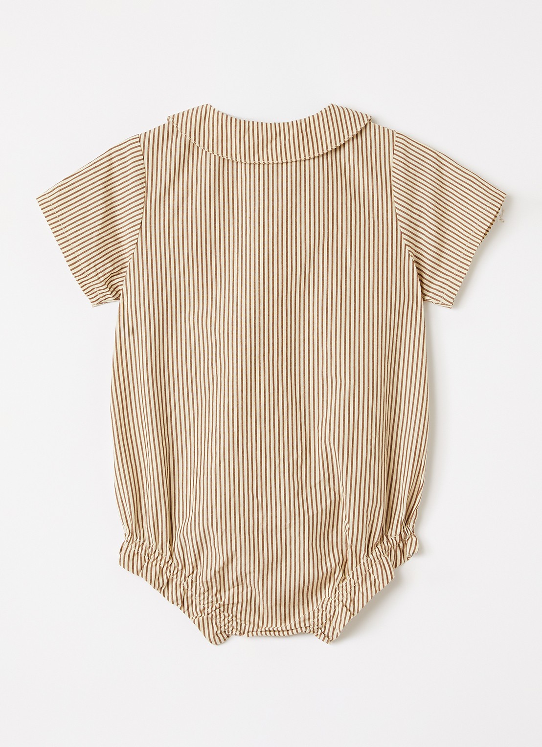 Mini Rodini Romper met streepprint - voorkant 2 camel