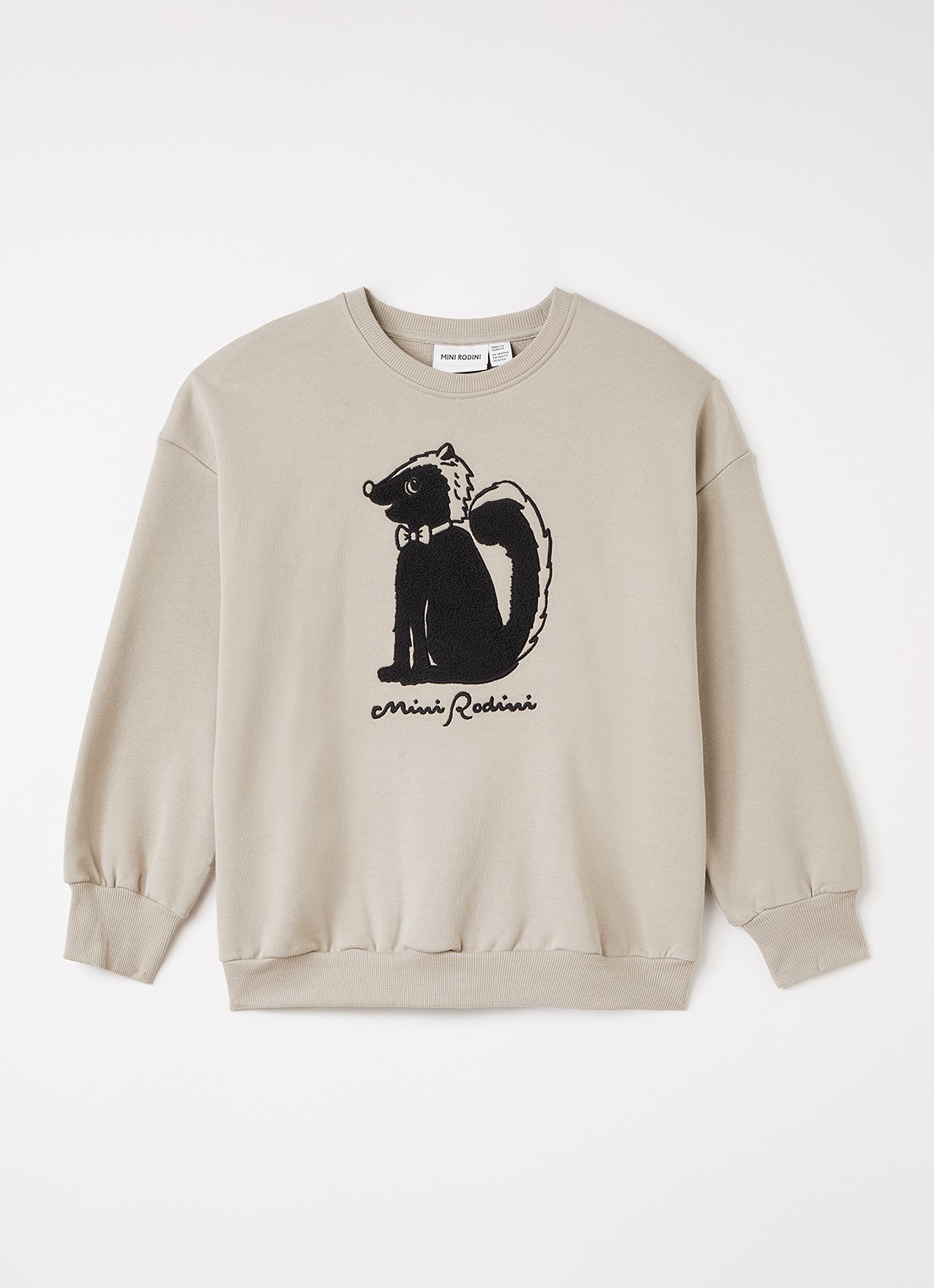 Mini Rodini Skunk Chenille sweater met print - voorkant 2 grijs