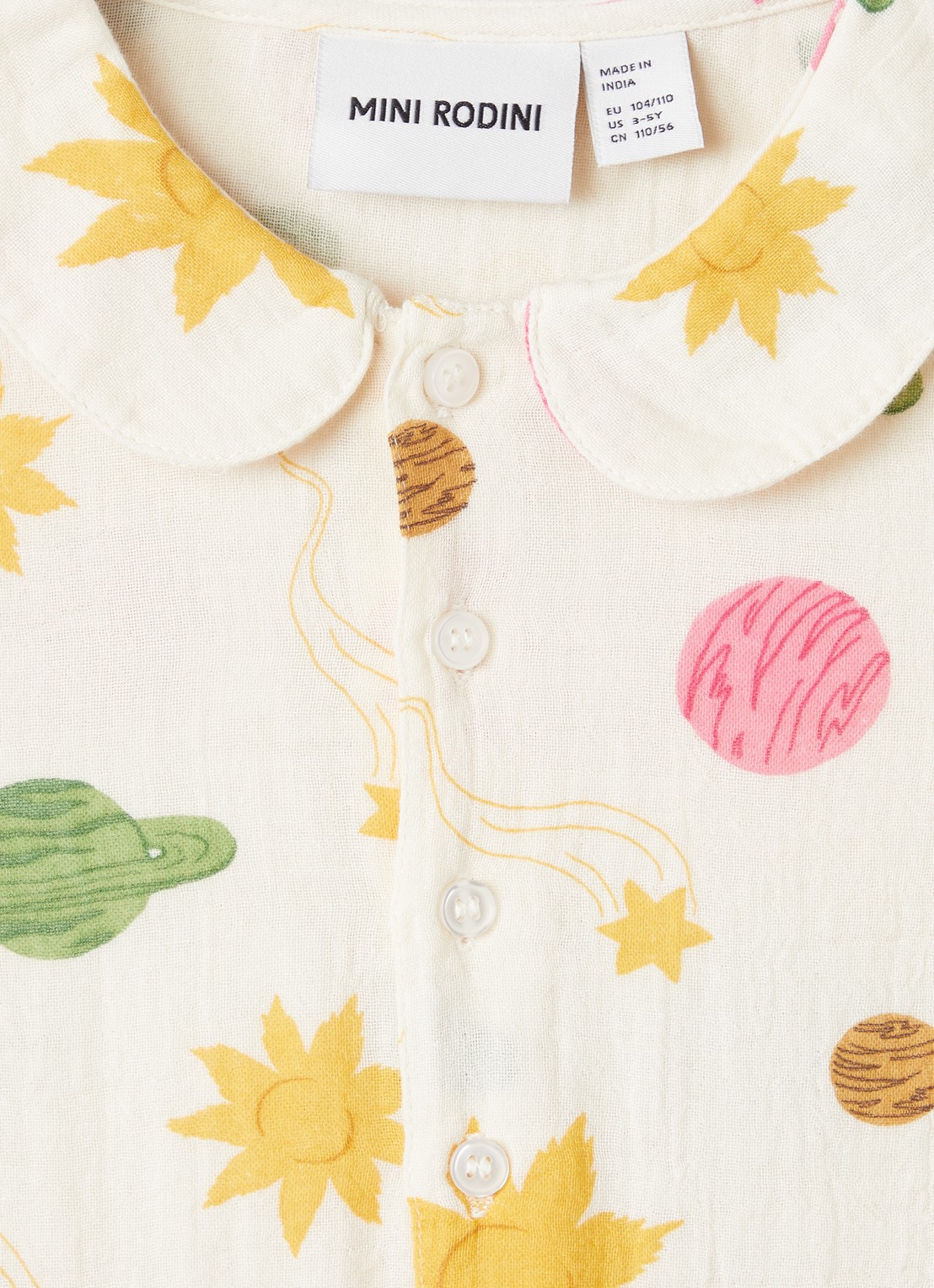 Mini Rodini Space jurk met print - detail 3 gebroken wit