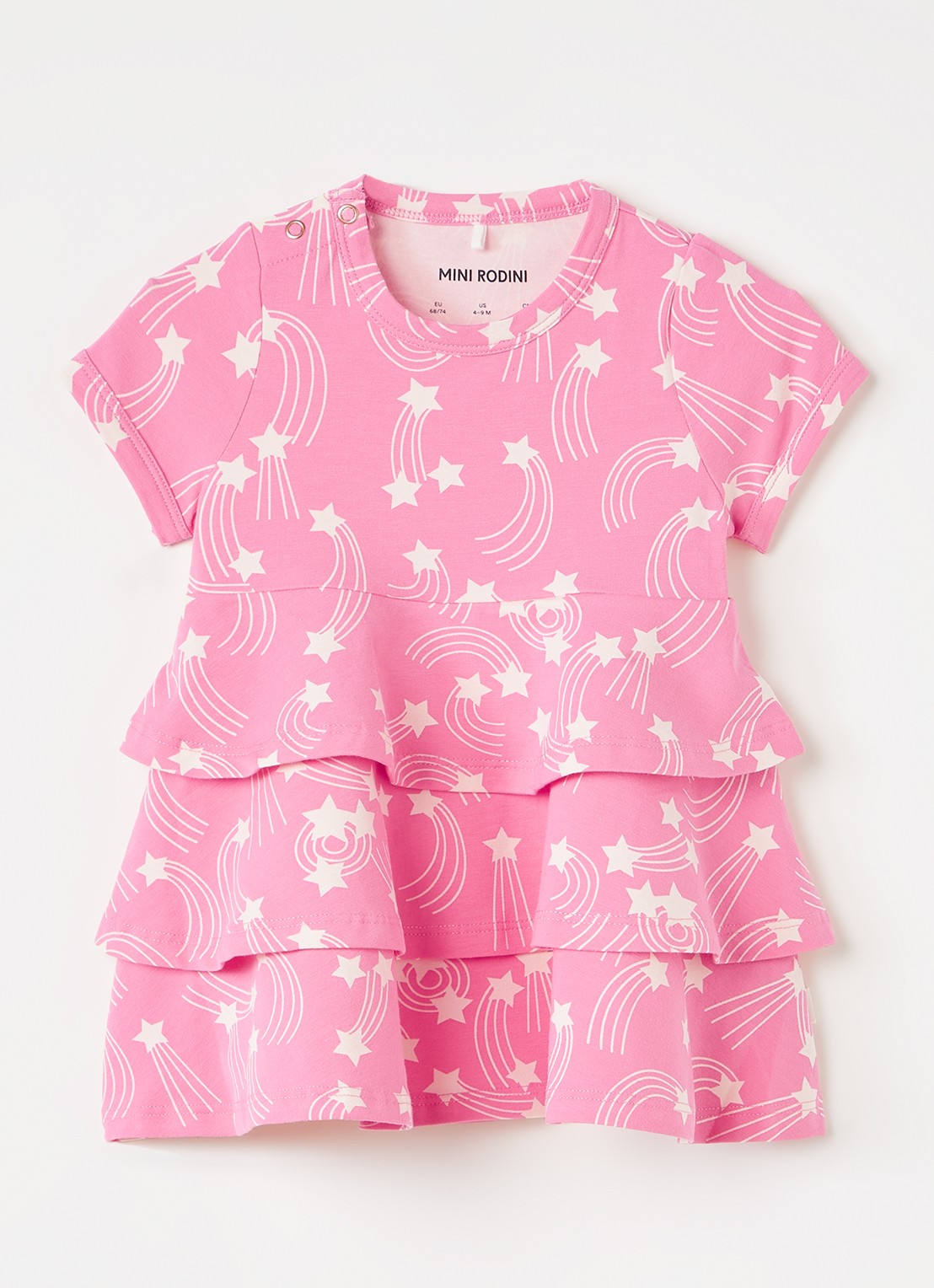 Mini Rodini Starfall jurk met print - voorkant 3 roze
