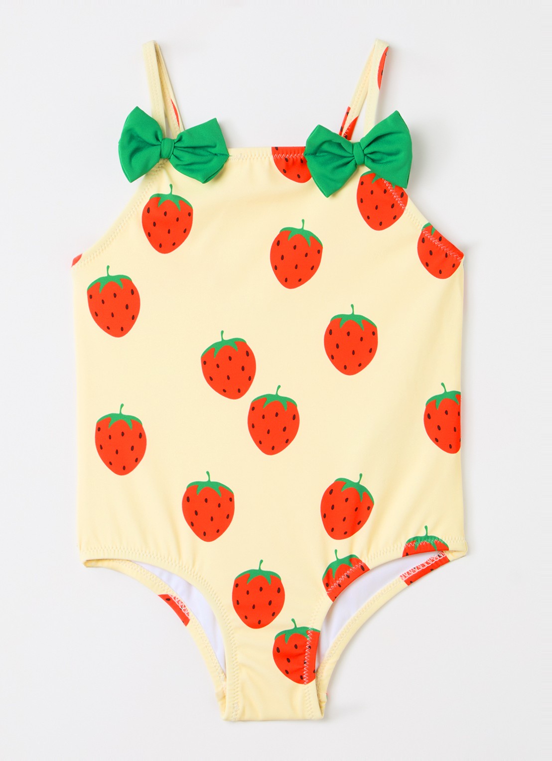 Mini Rodini Strawberries badpak met print - voorkant lichtgeel