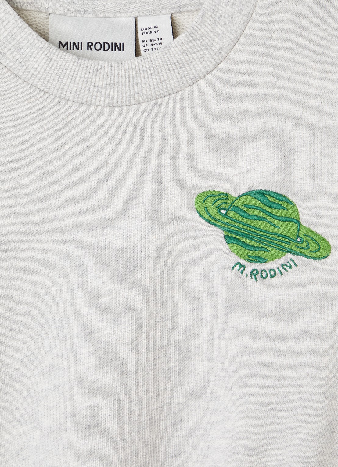 Mini Rodini Sweater met borduring - detail grijsmele