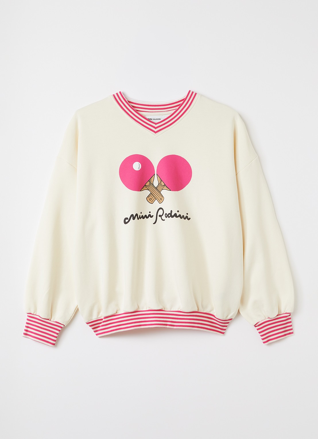 Mini Rodini Sweater met logoprint - voorkant 2 gebroken wit