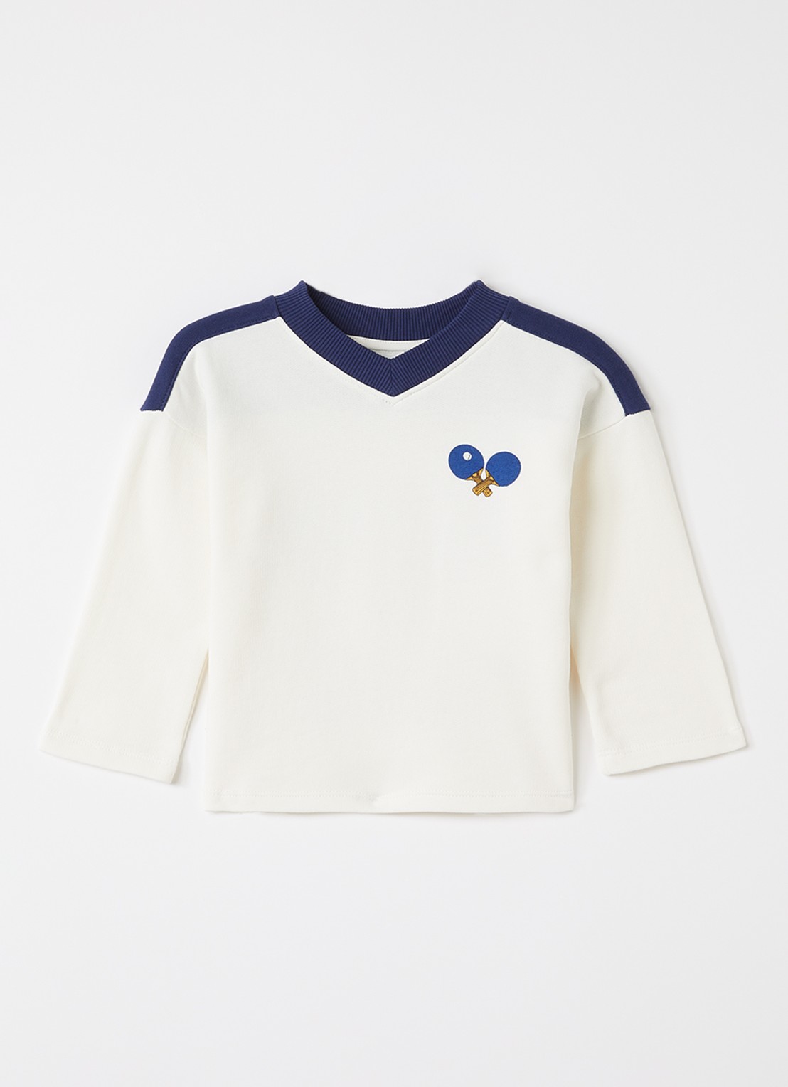 Mini Rodini Sweater met logoprint - voorkant 3 gebroken wit