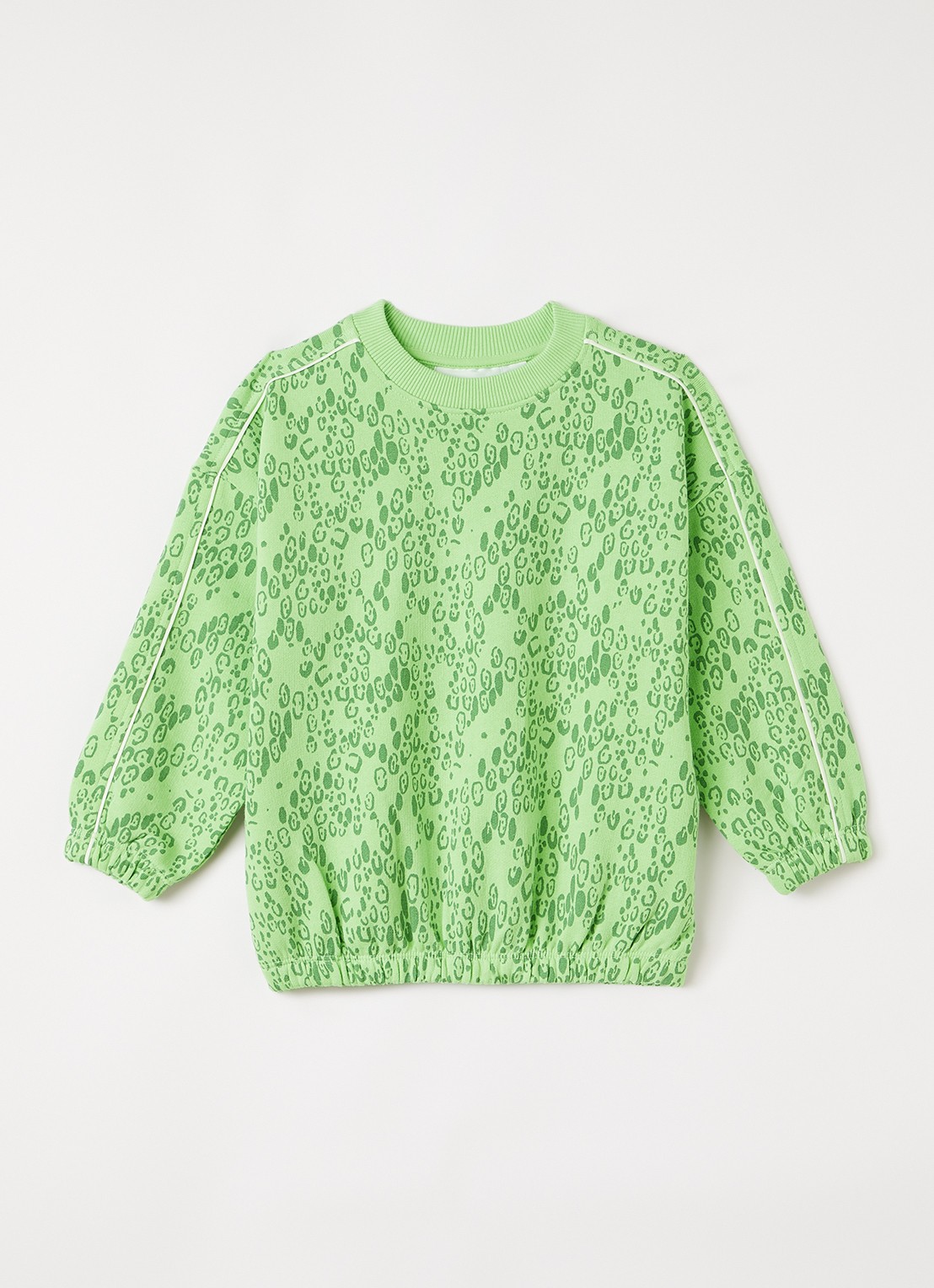 Mini Rodini Sweater met panterprint - voorkant groen