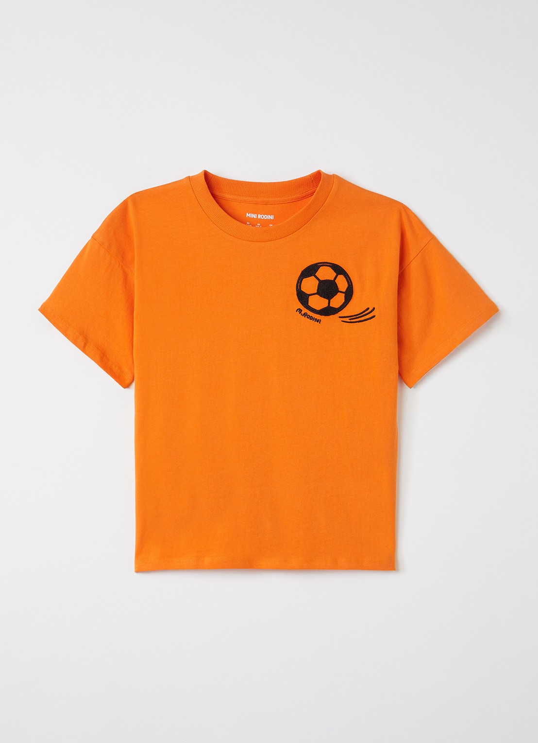 Mini Rodini T-shirt met borduring - voorkant orange