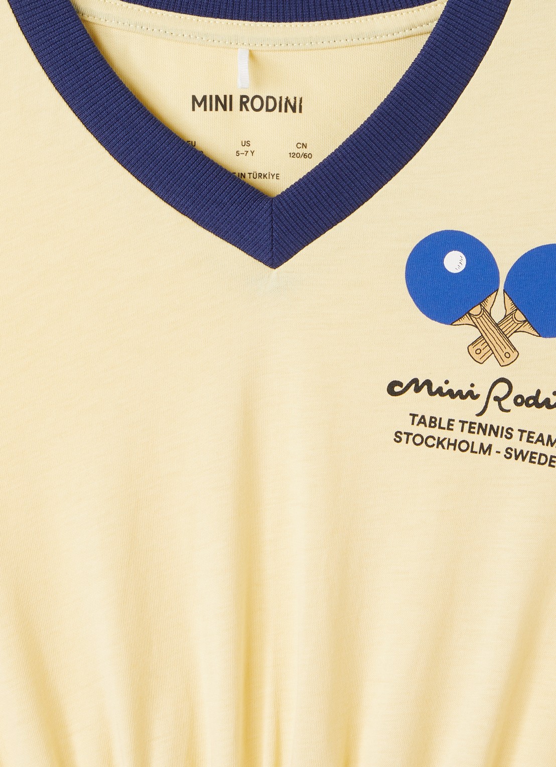 Mini Rodini Table Tennis jurk met logo - detail 3 lichtgeel