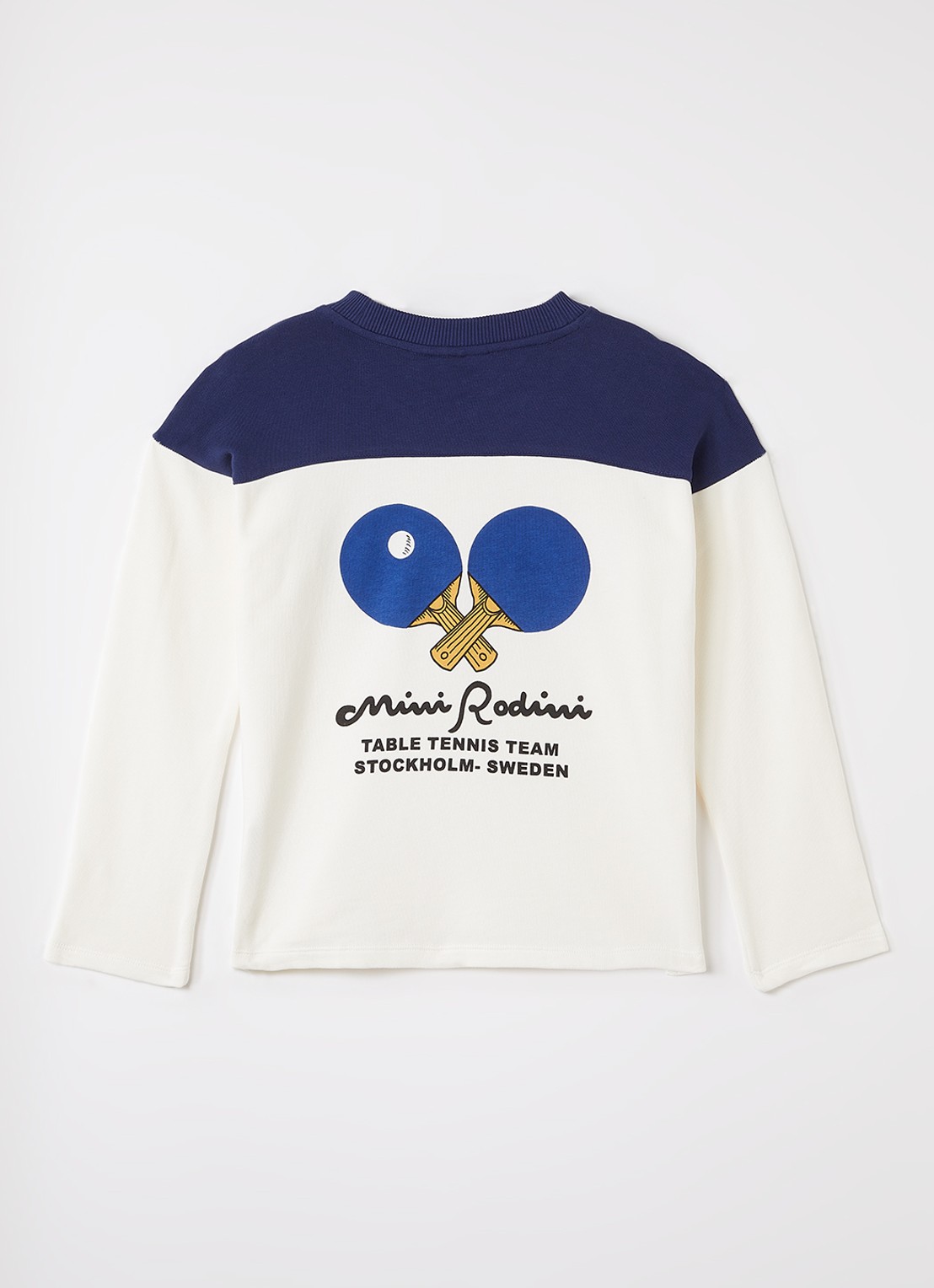 Mini Rodini Table Tennis sweater met borduring - voorkant 3 gebroken wit