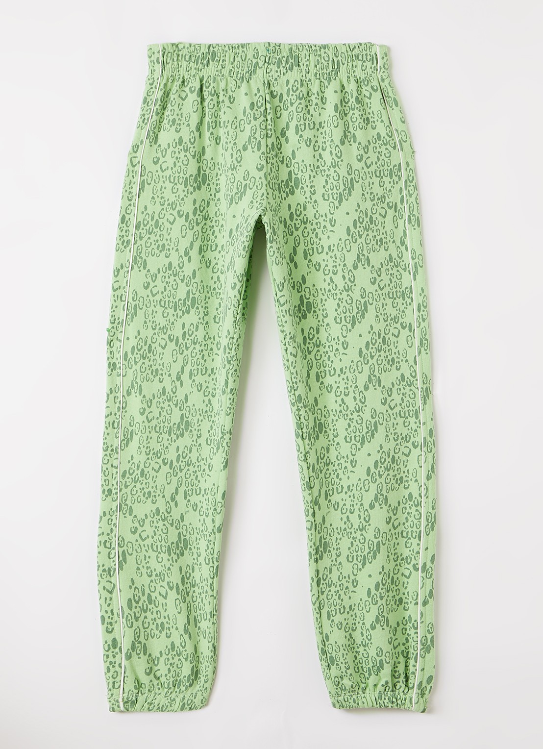 Mini Rodini Tapered fit joggingbroek met panterprint - voorkant 2 groen