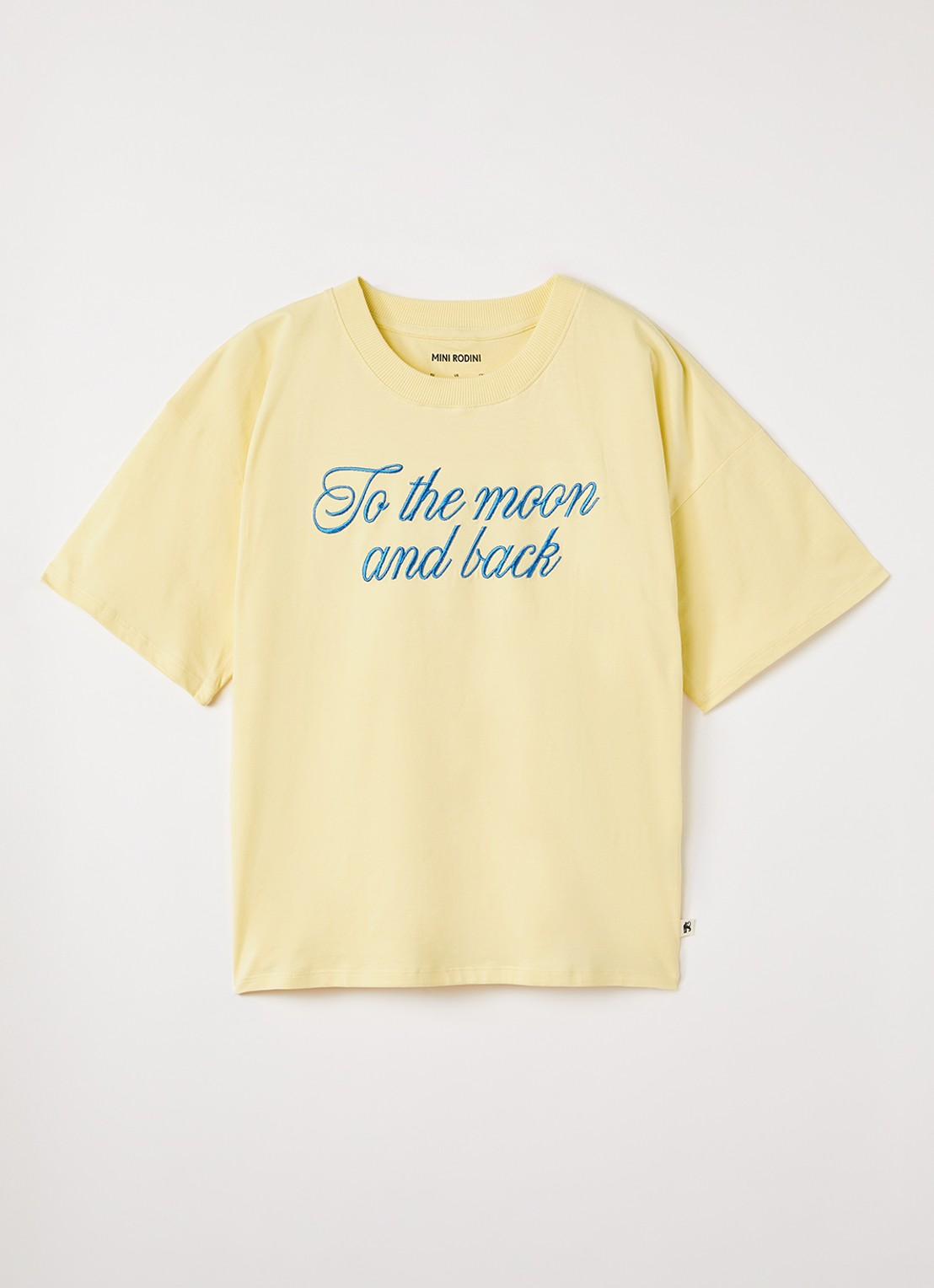 Mini Rodini To The Moon T-shirt met borduring - voorkant geel