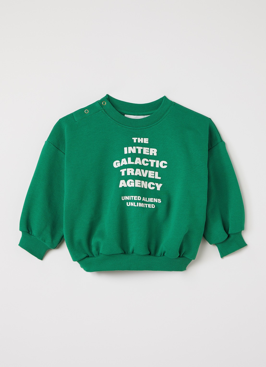 Mini Rodini Travel Agency sweater met print - voorkant groen