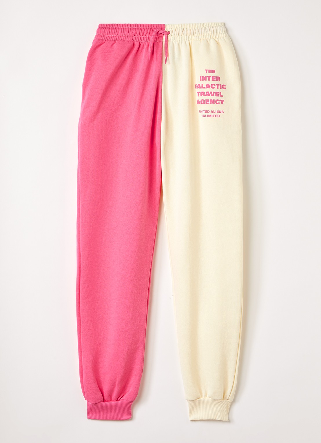 Mini Rodini Travel Agency tapered fit joggingbroek met print - voorkant roze