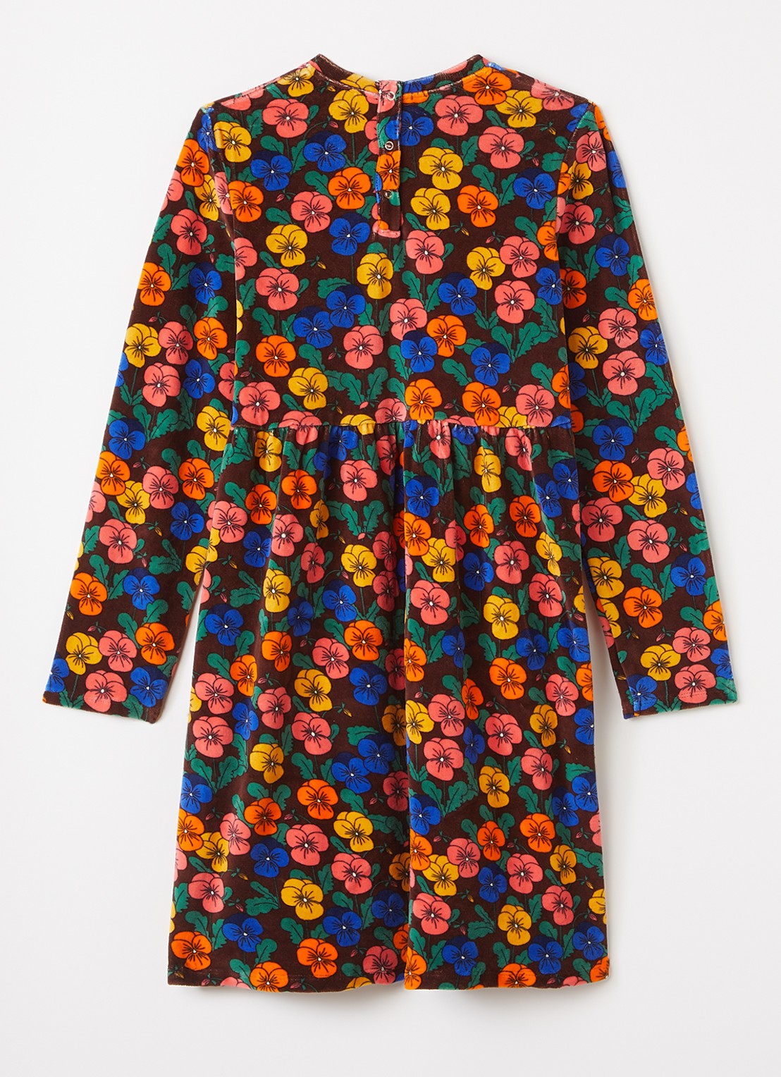 Mini Rodini Violas jurk van fluweel met bloemenprint - voorkant 3 roodbruin