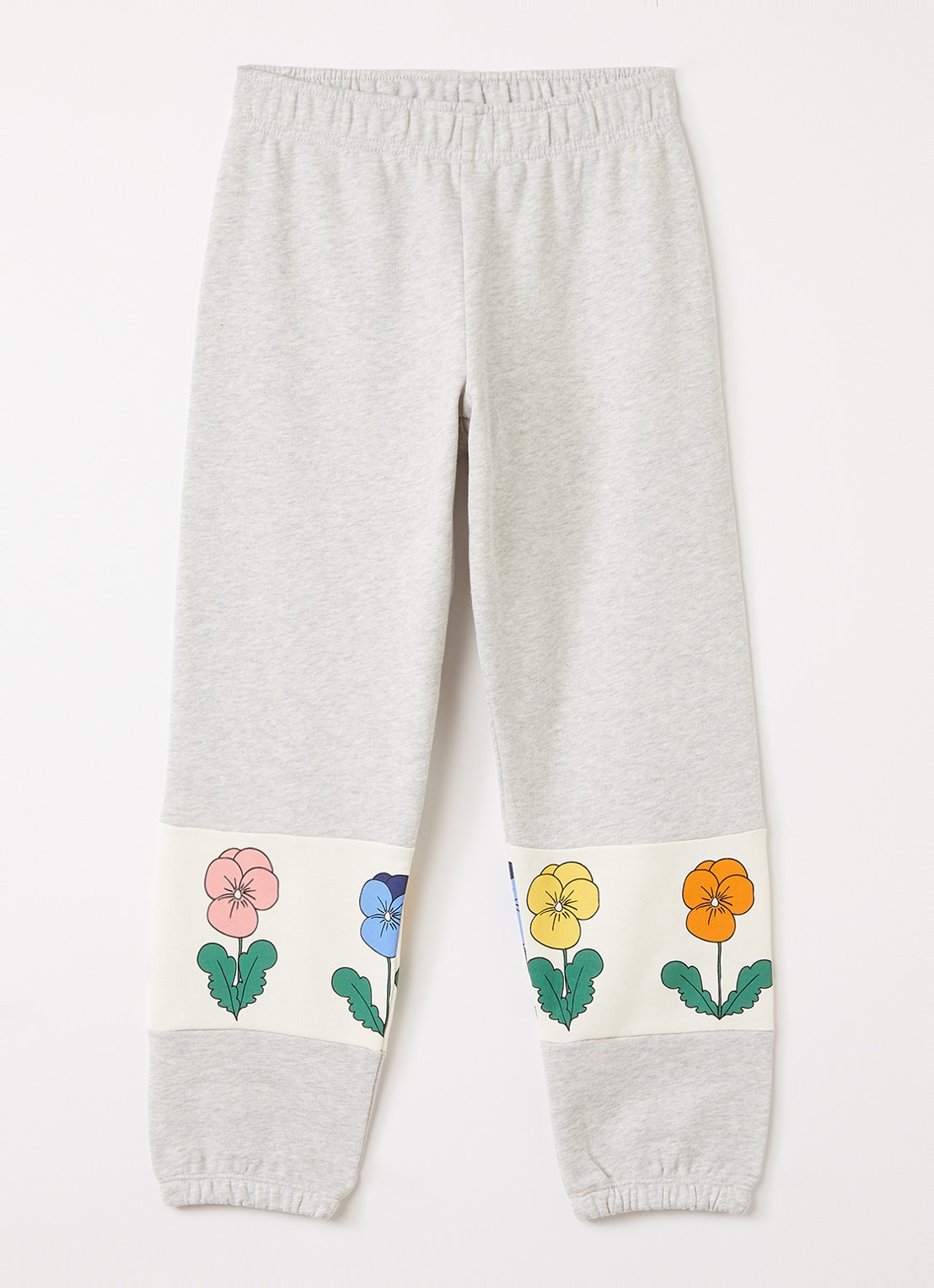 Mini Rodini Violas regular fit joggingbroek met print - voorkant 2 grijsmele