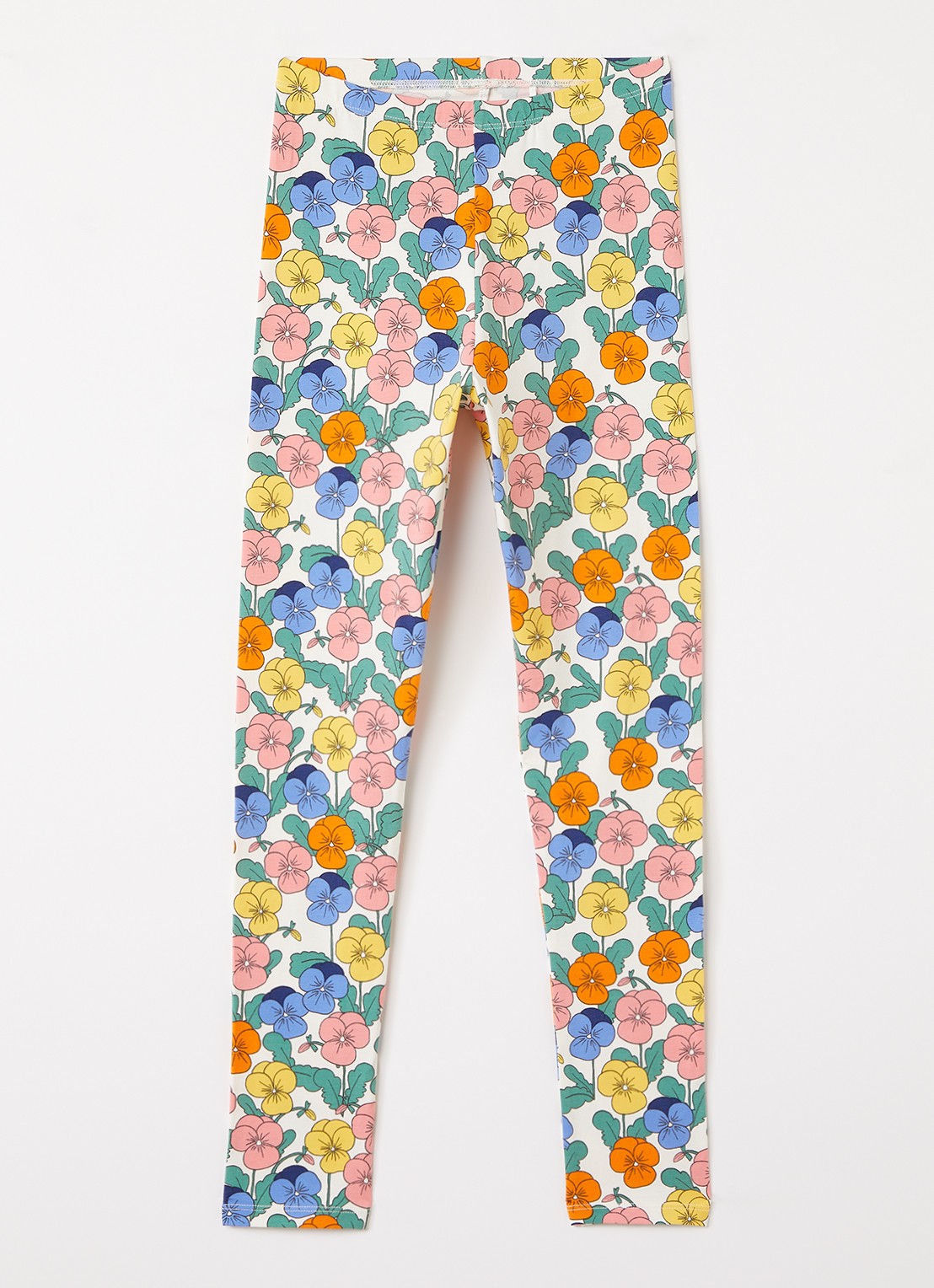 Mini Rodini Violas slim fit legging met bloemenprint - voorkant 2 wit