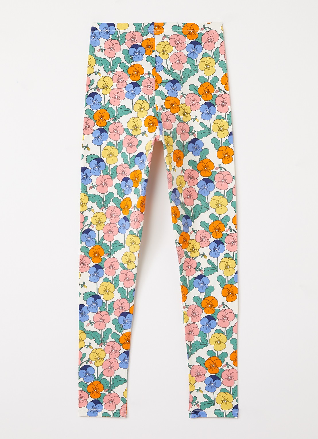 Mini Rodini Violas slim fit legging met bloemenprint - voorkant 3 wit