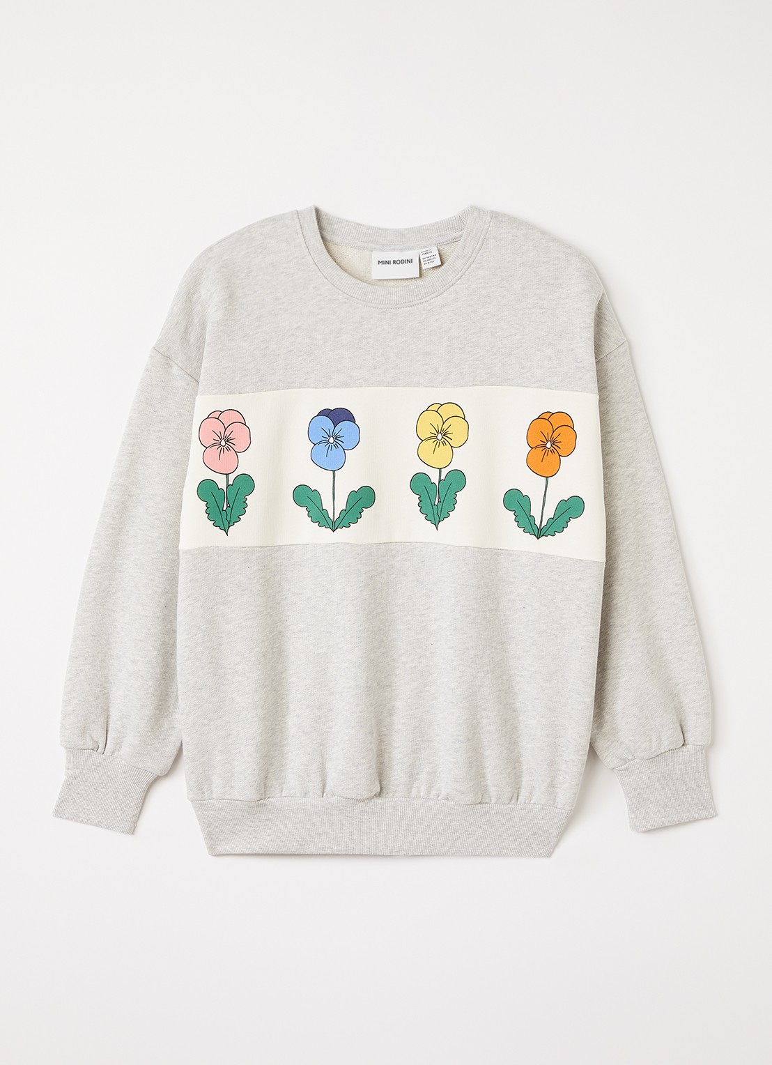 Mini Rodini Violas sweater met print - voorkant grijsmele