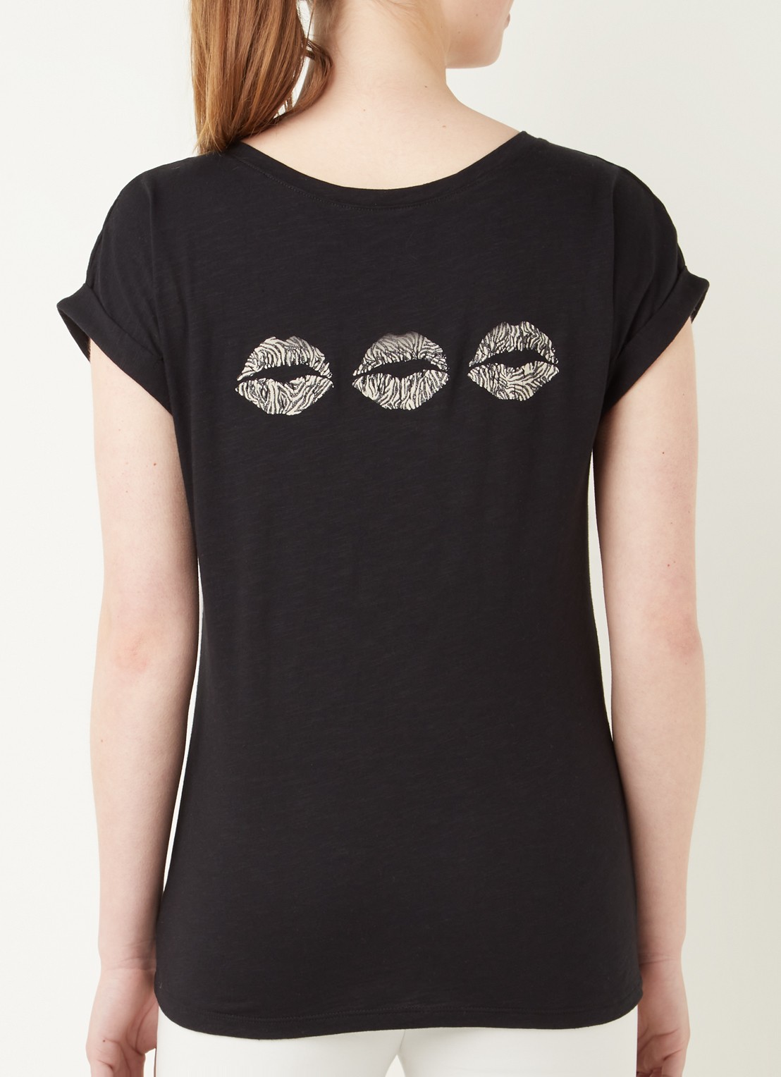 Mint Velvet T-shirt met print en glitter - achterkant zwart