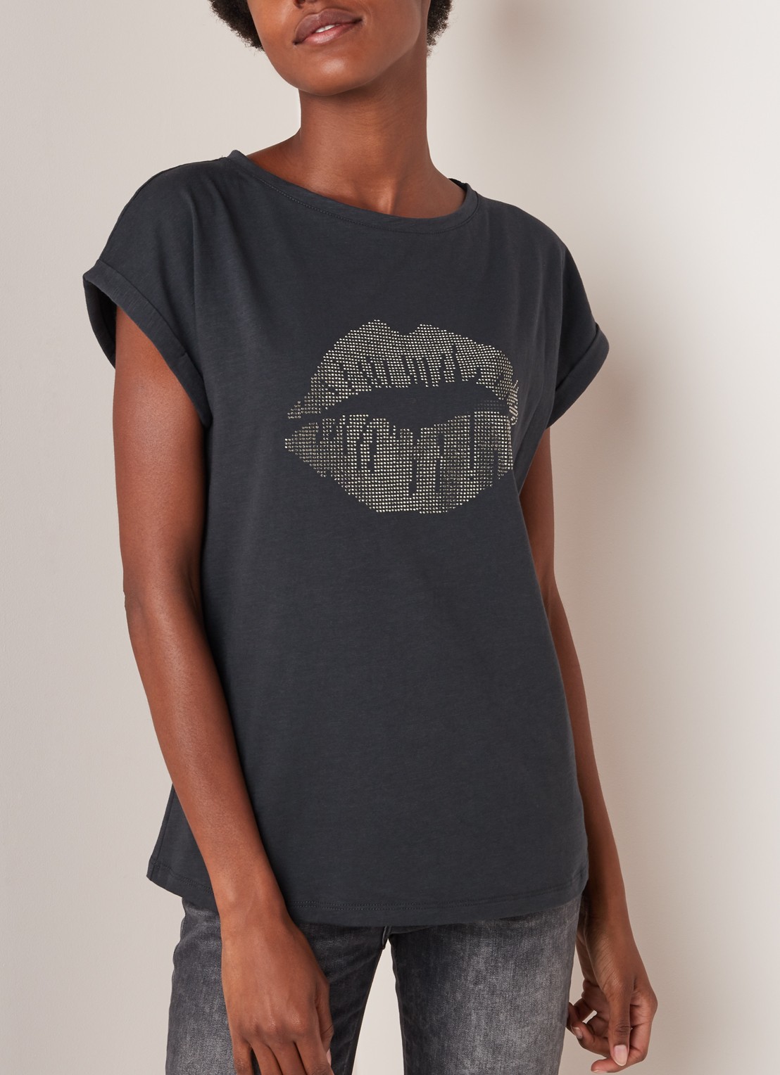 Mint Velvet T-shirt met studs - detail 3 donkergrijs