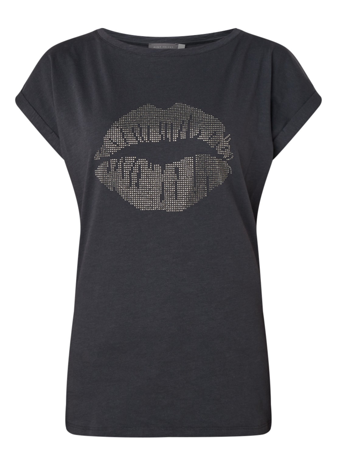 Mint Velvet T-shirt met studs - voorkant donkergrijs