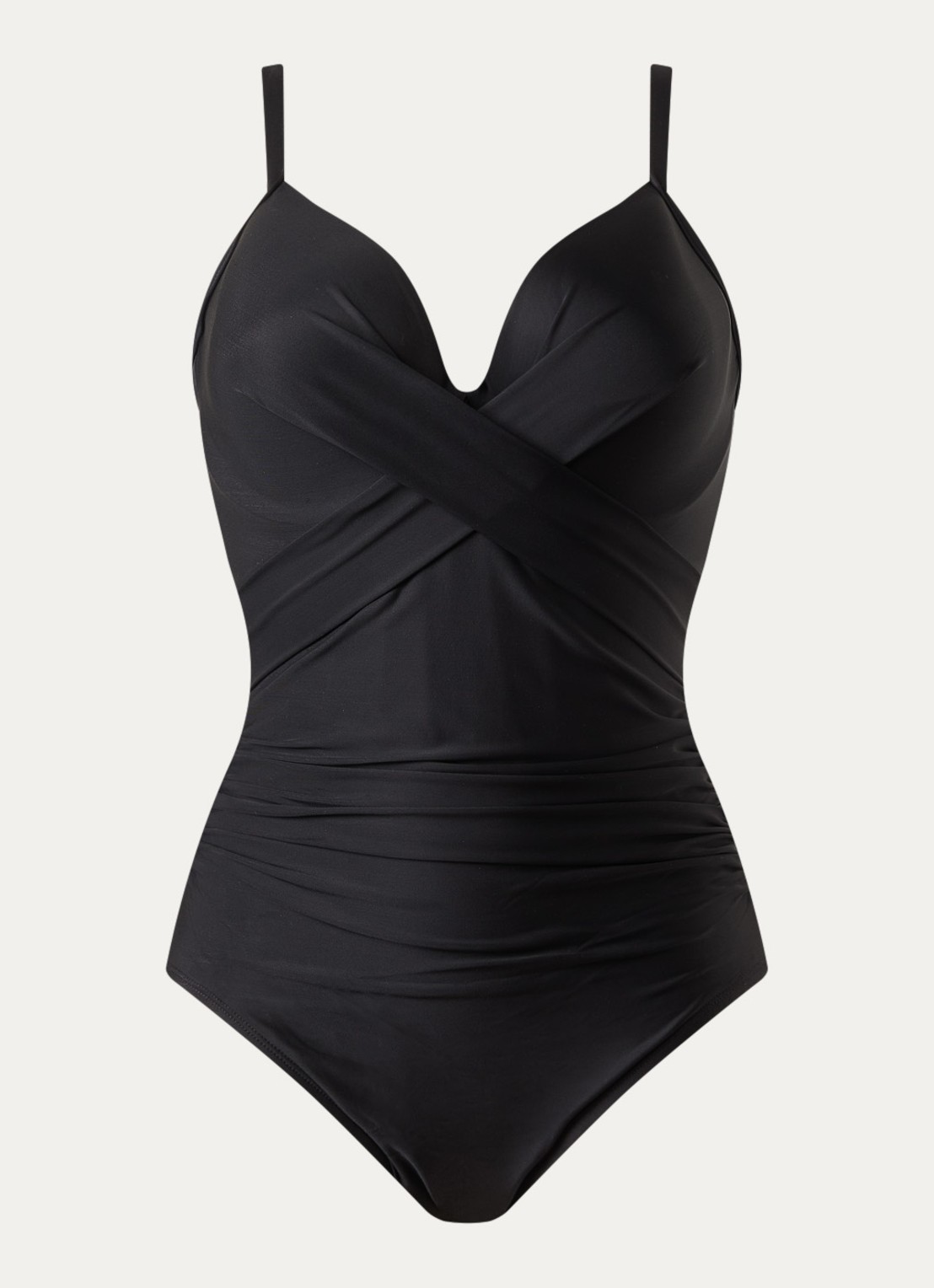 Miraclesuit Rock Solid corrigerend badpak met plooidetail - voorkant zwart