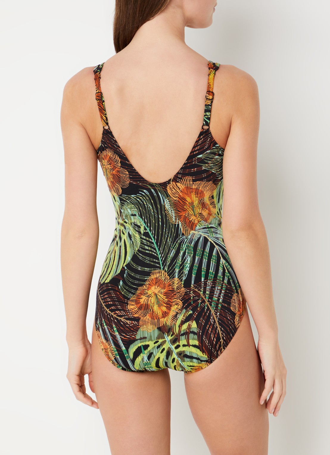Miraclesuit Sunset Islet corrigerend badpak met print - achterkant 3 groen