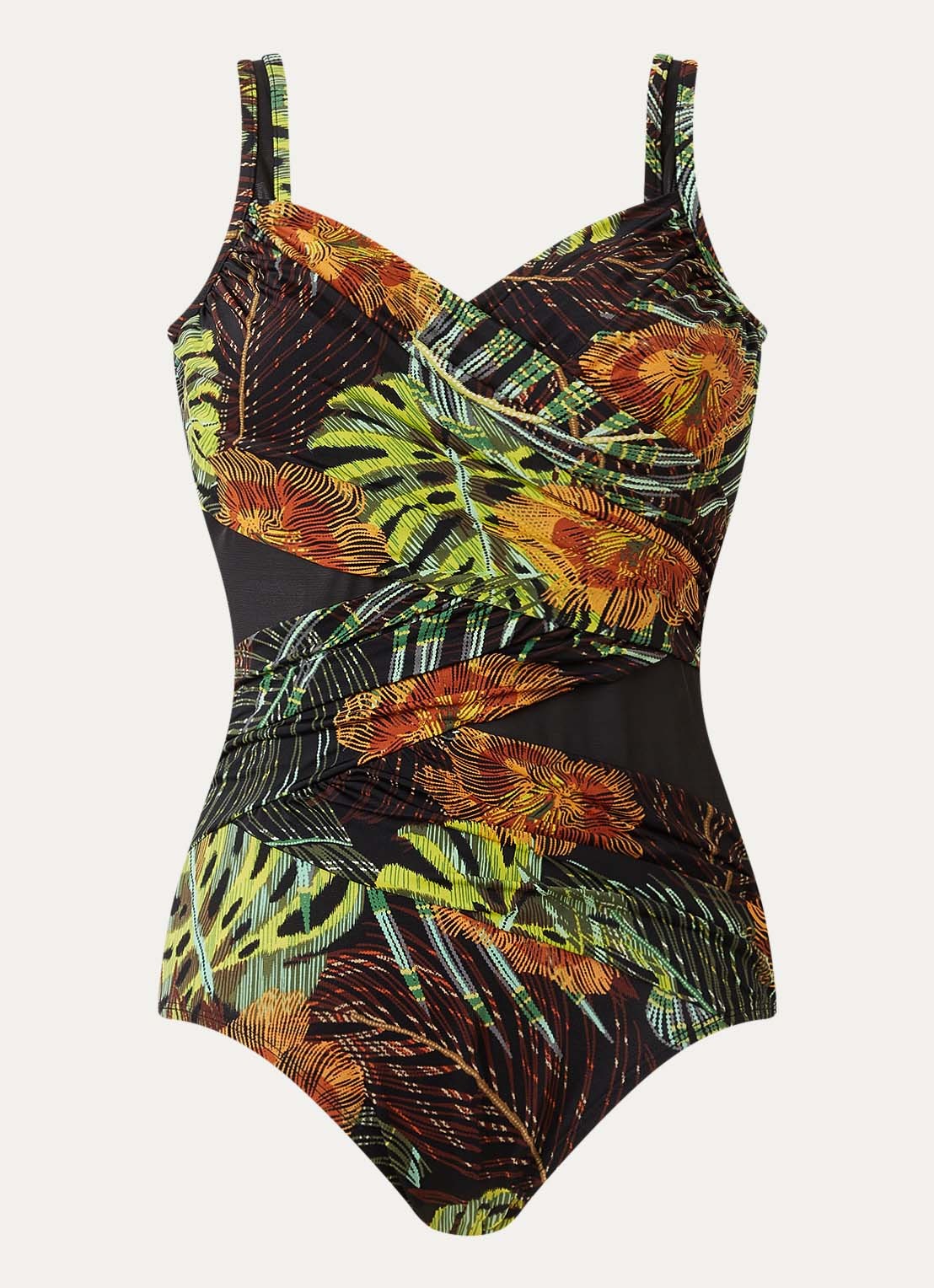 Miraclesuit Sunset Islet corrigerend badpak met print - voorkant groen