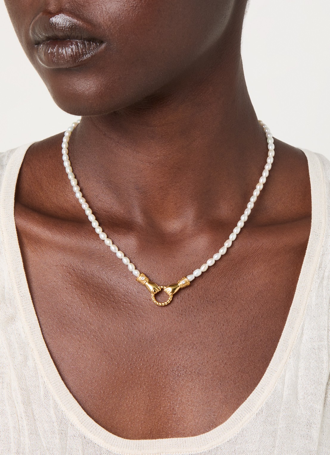 Missoma Harris Reed In Good Hands kralenketting verguld - voorkant 6 goud