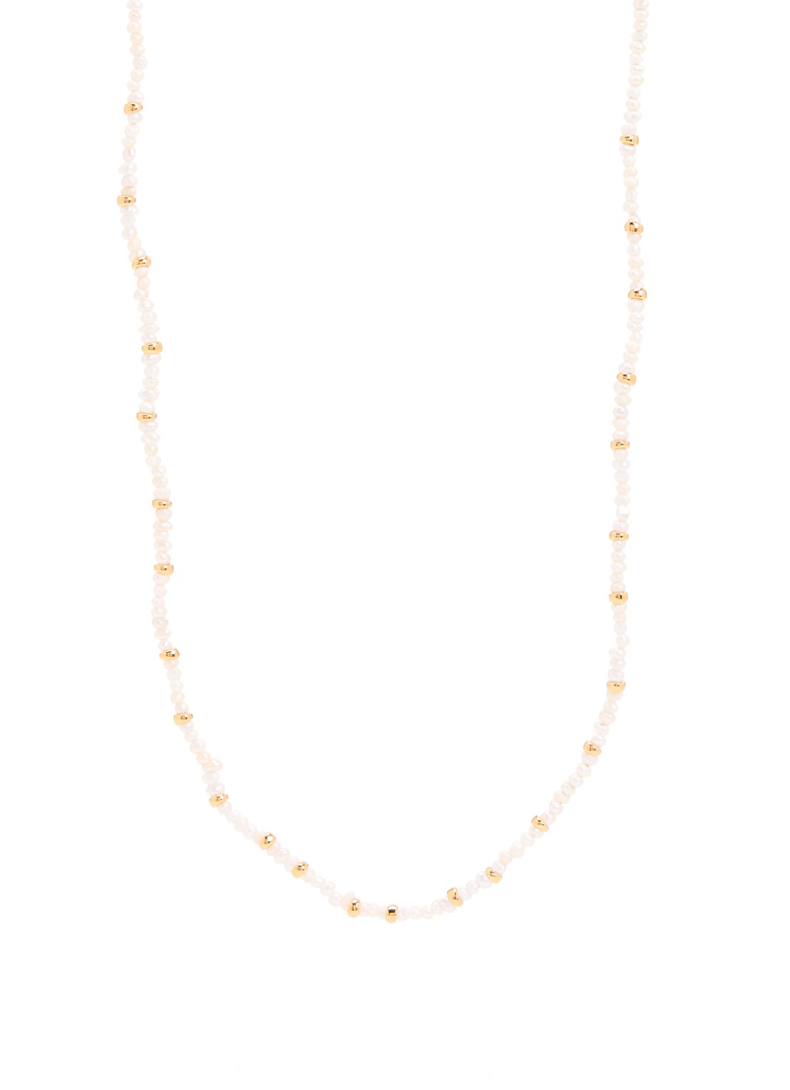 Missoma Micro Pearl ketting verguld - voorkant wit