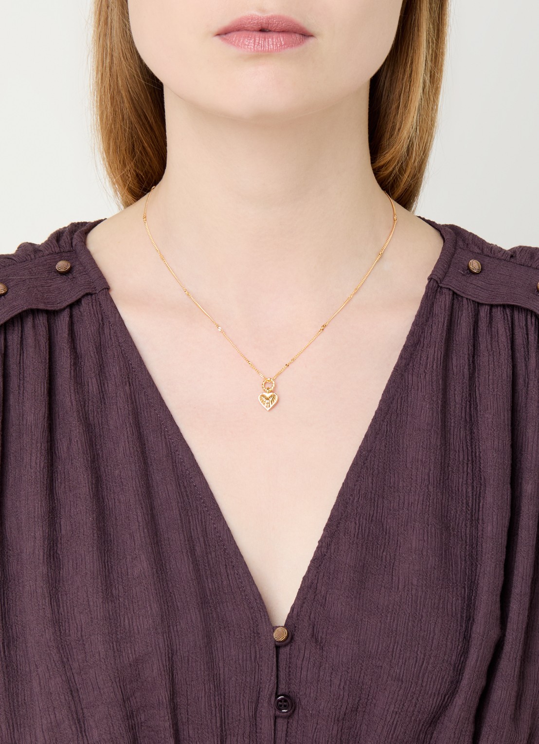 Missoma Mini Rigde Heart ketting verguld - voorkant 2 goud
