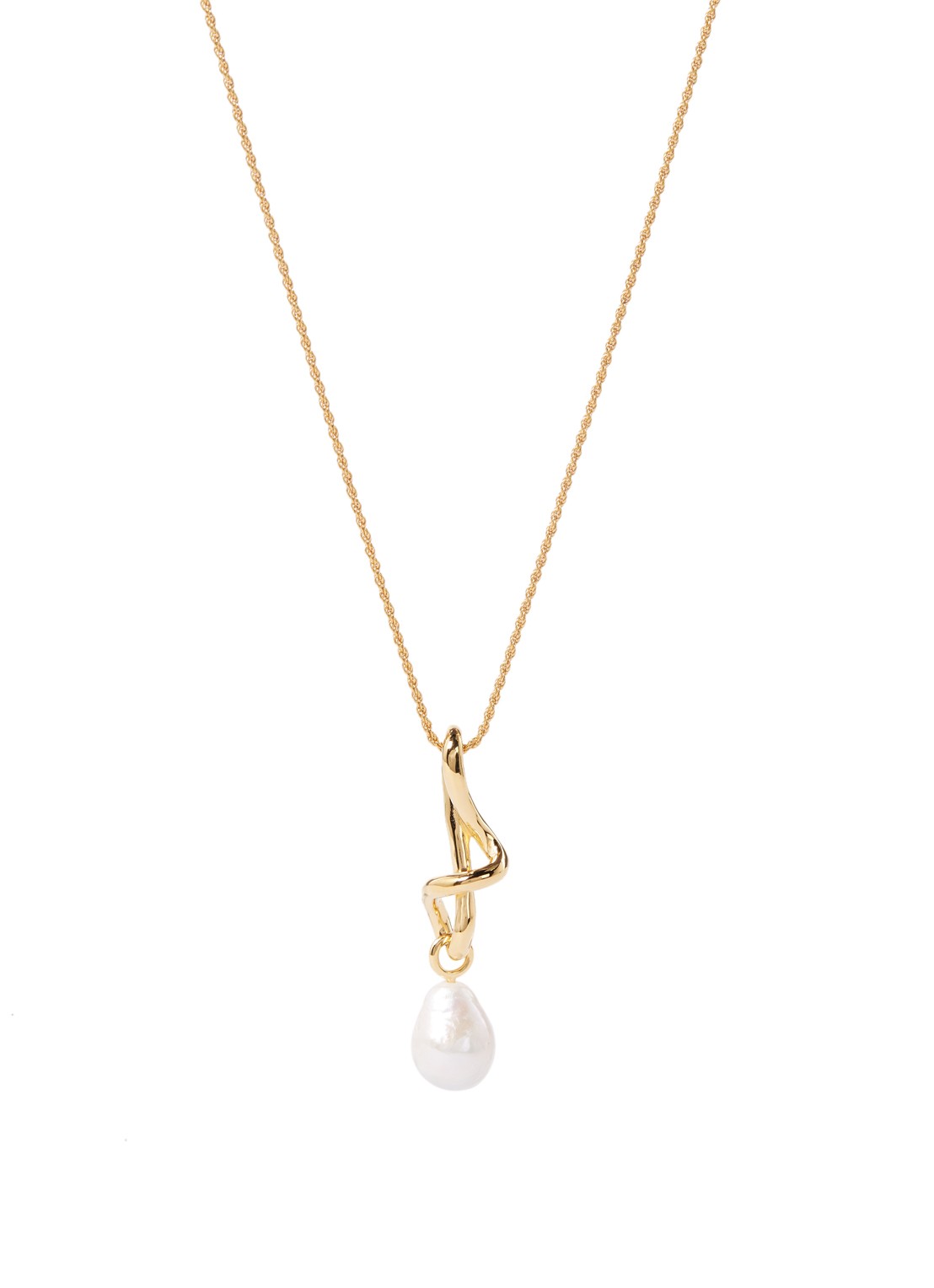 Missoma Molten fijne ketting met zoetwaterparel - voorkant goud