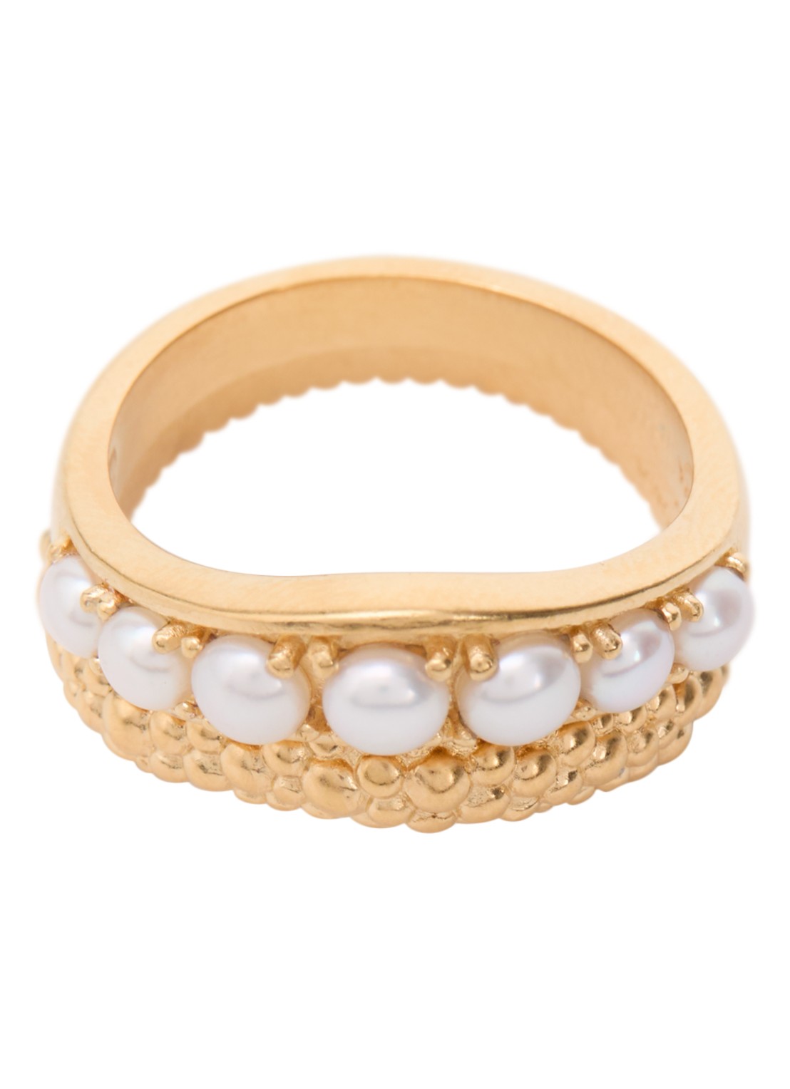 Missoma Pearl Baya ringen verguld in set van 2 - voorkant goud