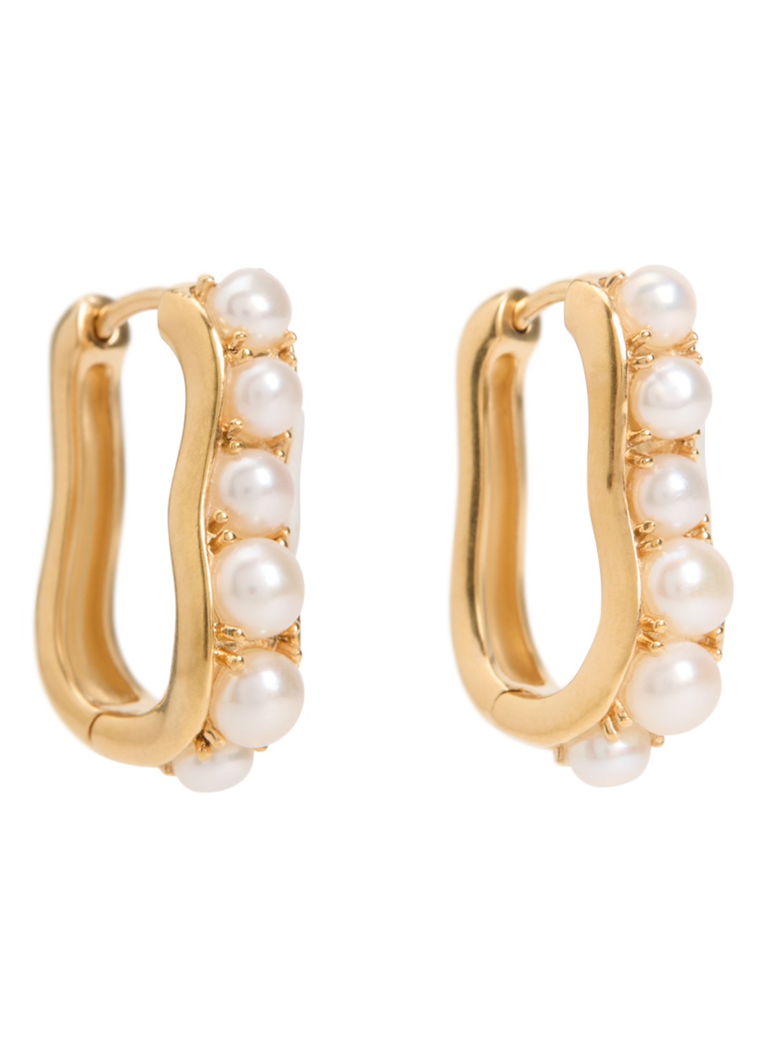 Missoma Pearl Wave Small Hoop oorringen verguld - voorkant goud