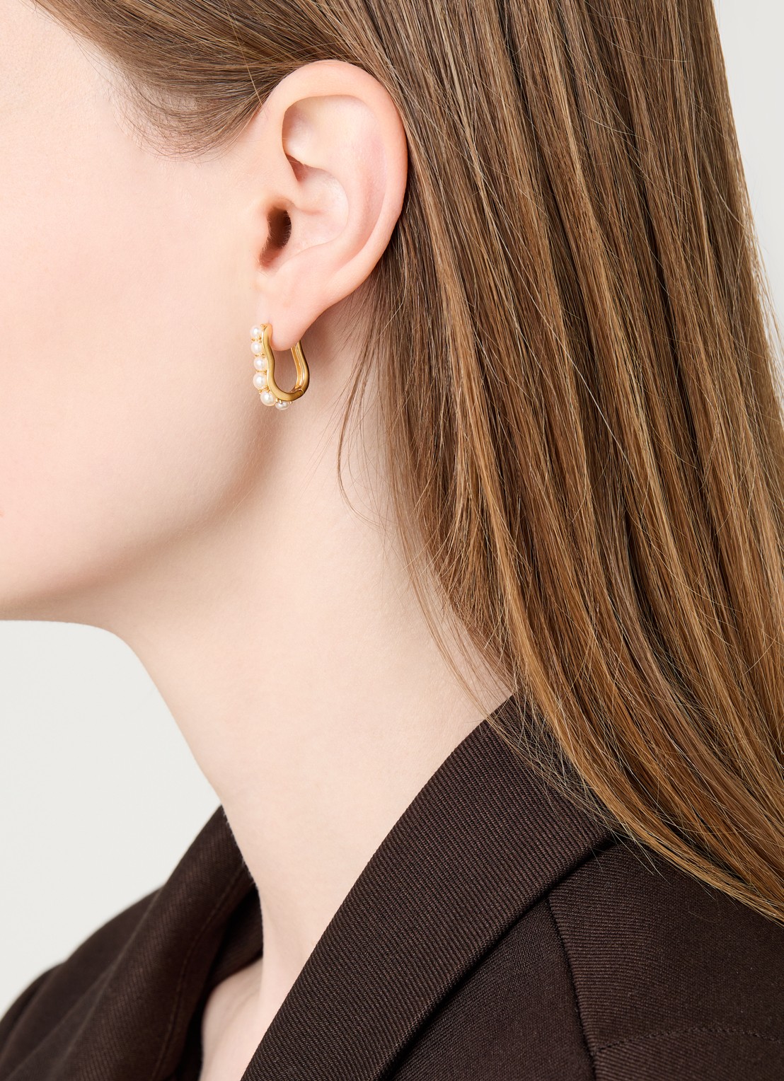 Missoma Pearl Wave Small Hoop oorringen verguld - voorkant 2 goud