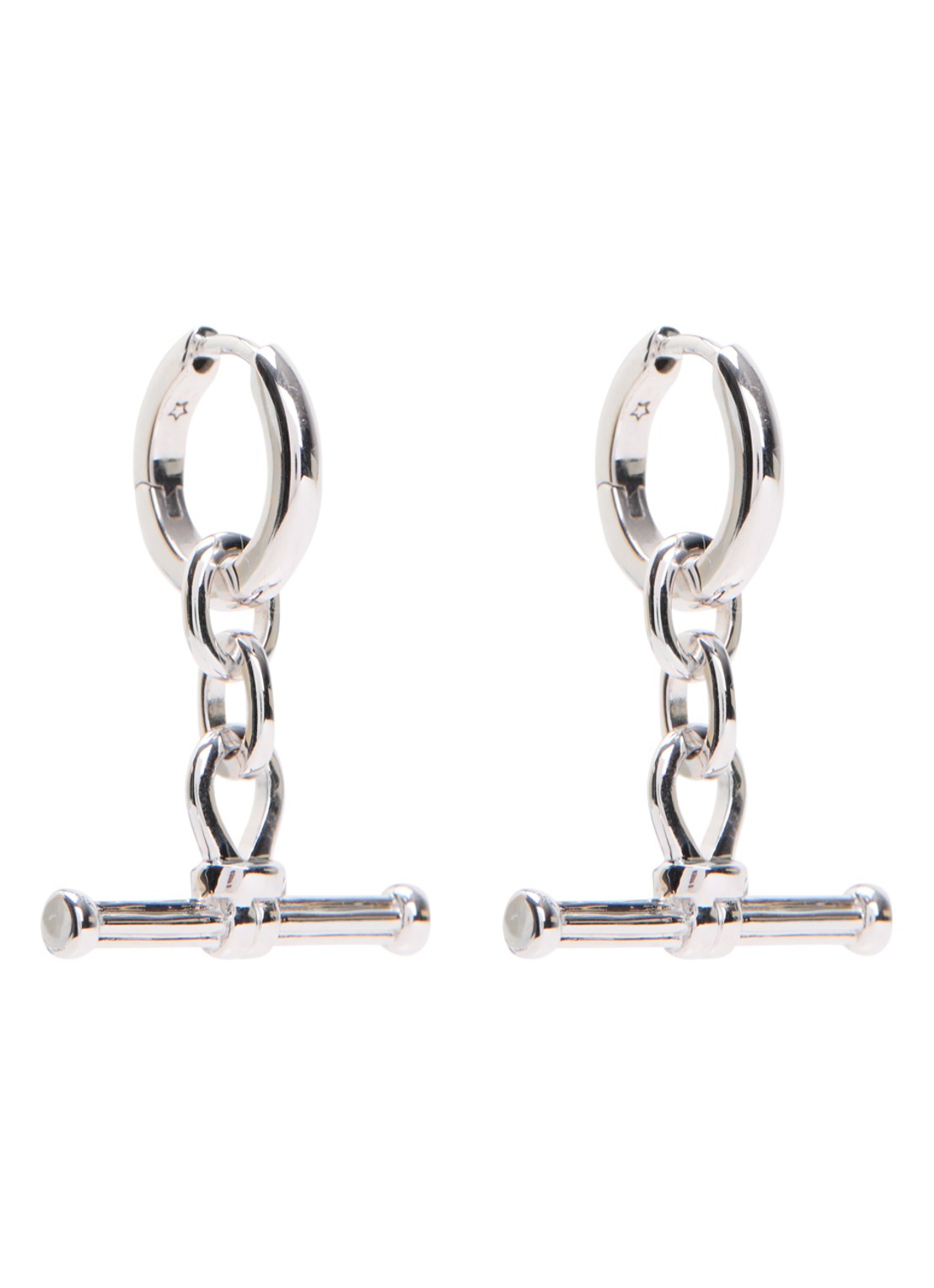 Missoma Ridge T-bar oorringen met hanger - voorkant zilver