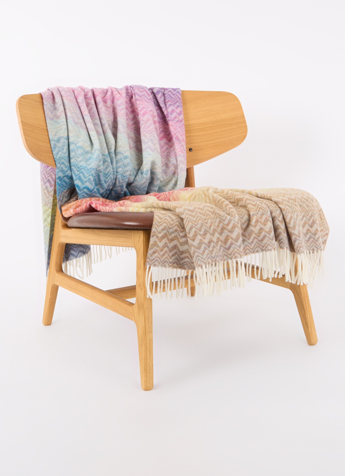 Missoni Bastien plaid in wolblend 130 x 190 cm - voorkant 2 multicolor
