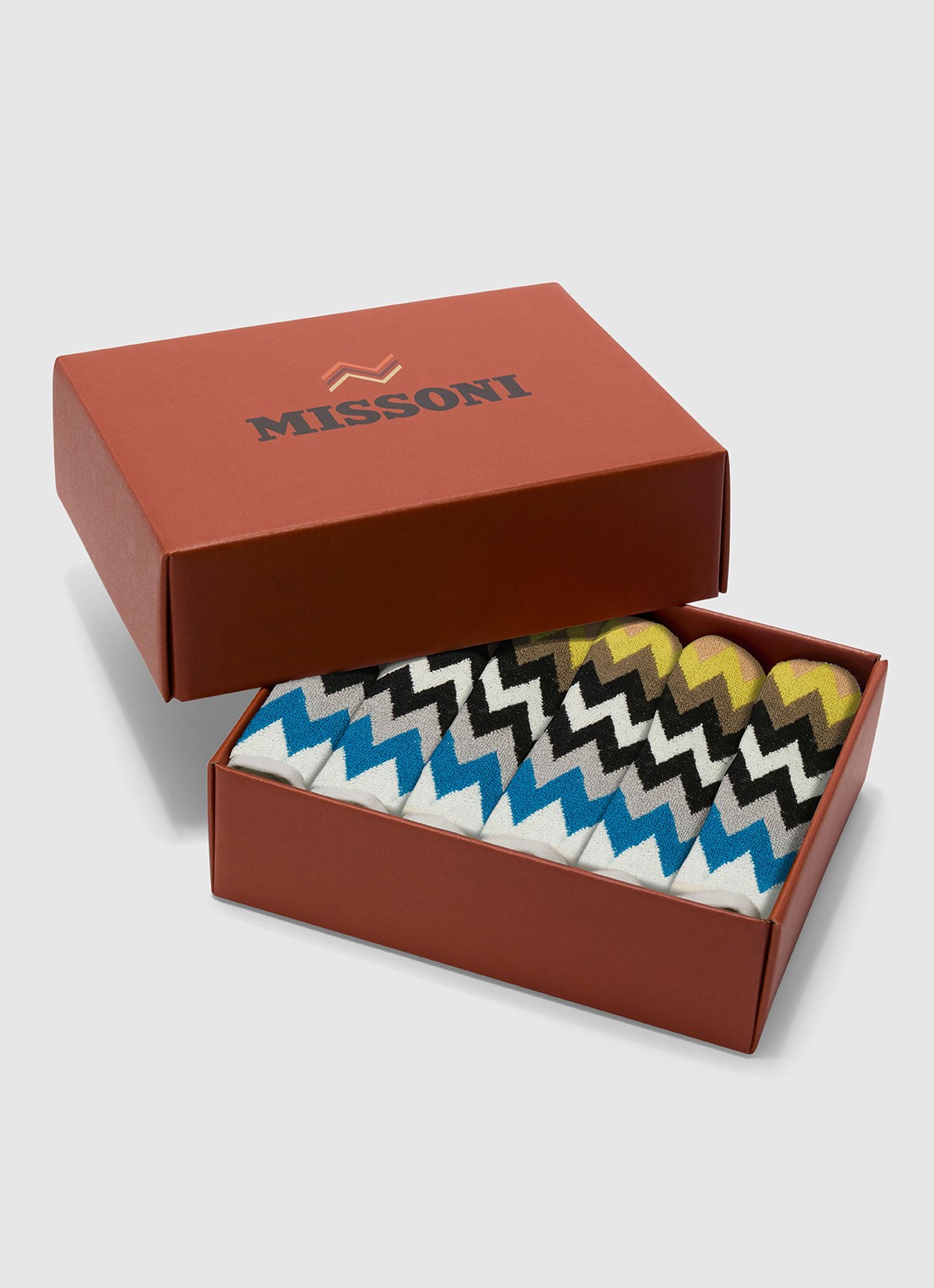 Missoni Best gastendoek - 30 x 30 cm set van 6 in geschenkverpakking - voorkant oranjebruin