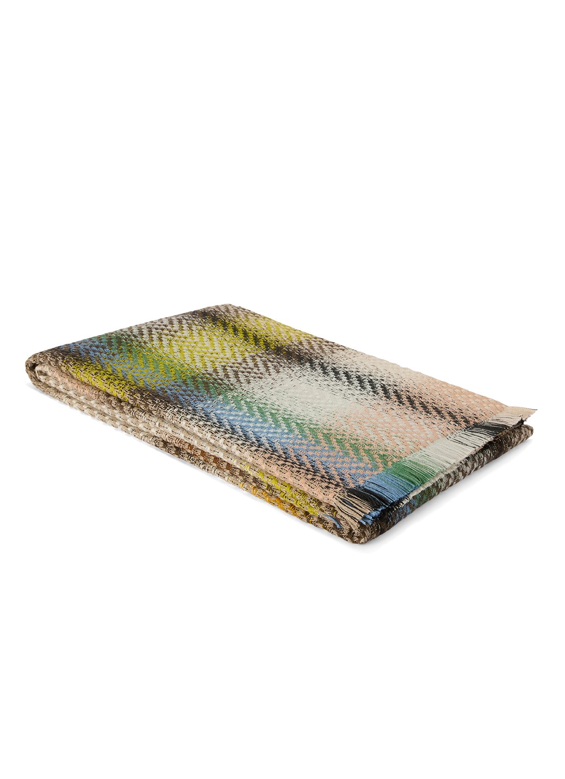 Missoni Check plaid in wolblend 130 x 190 m - voorkant beige
