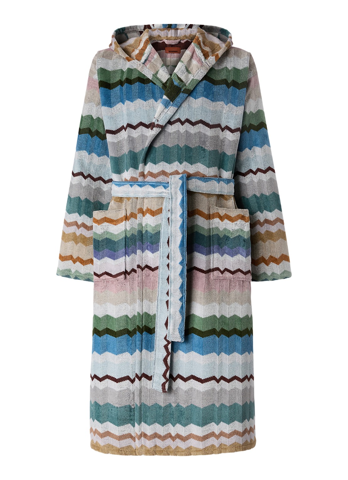 Missoni Eva badjas met opgestikte zakken - unisex - voorkant blauw