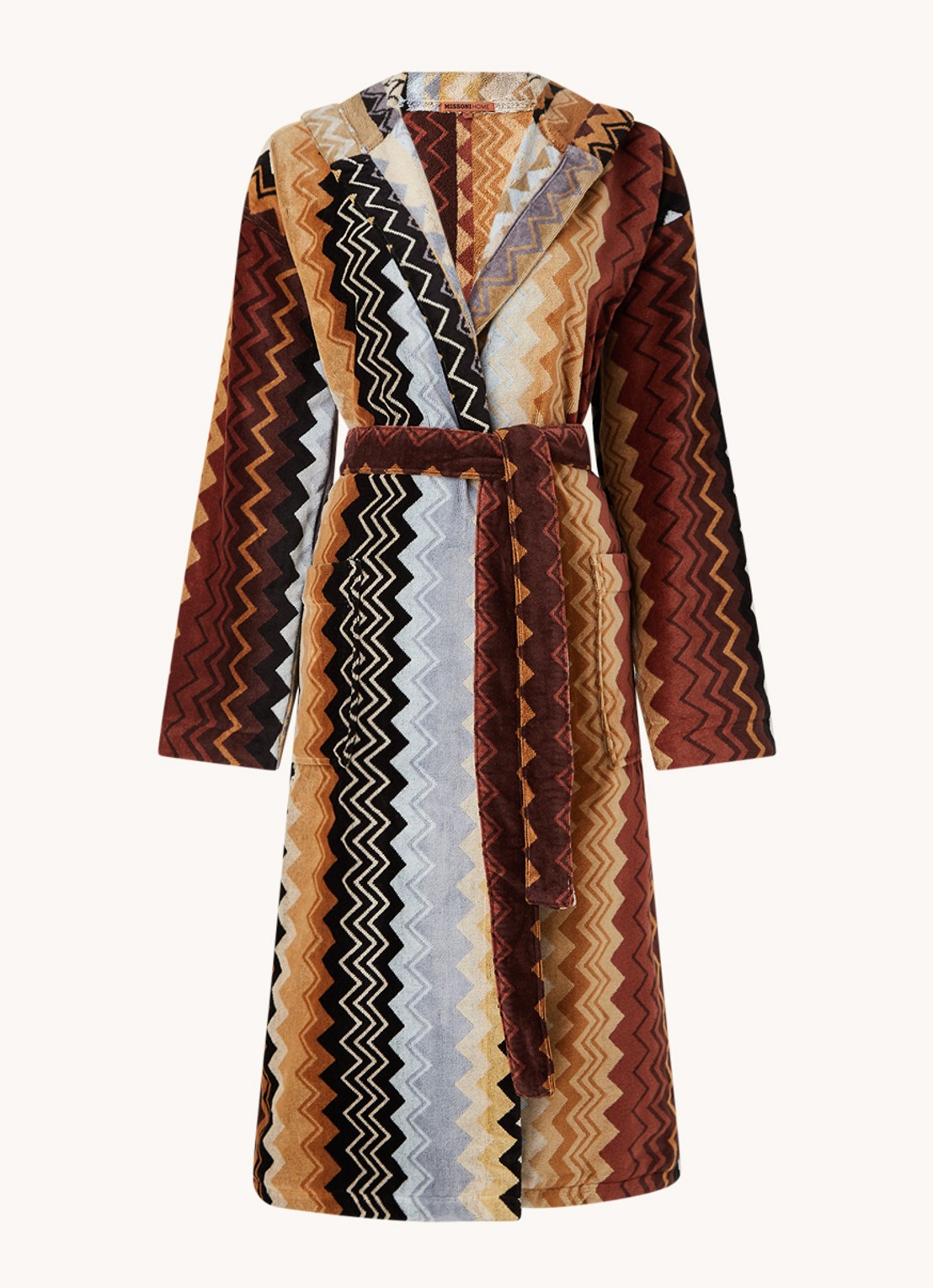 Missoni Giacomo badjas met print en capuchon - unisex - voorkant bruin