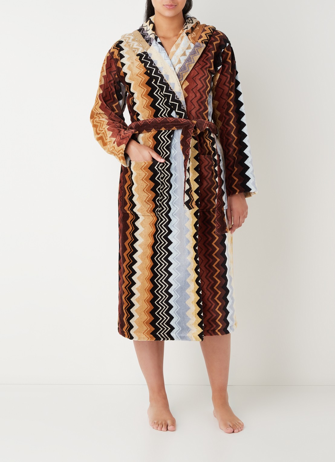 Missoni Giacomo badjas met print en capuchon - unisex - voorkant 2 bruin